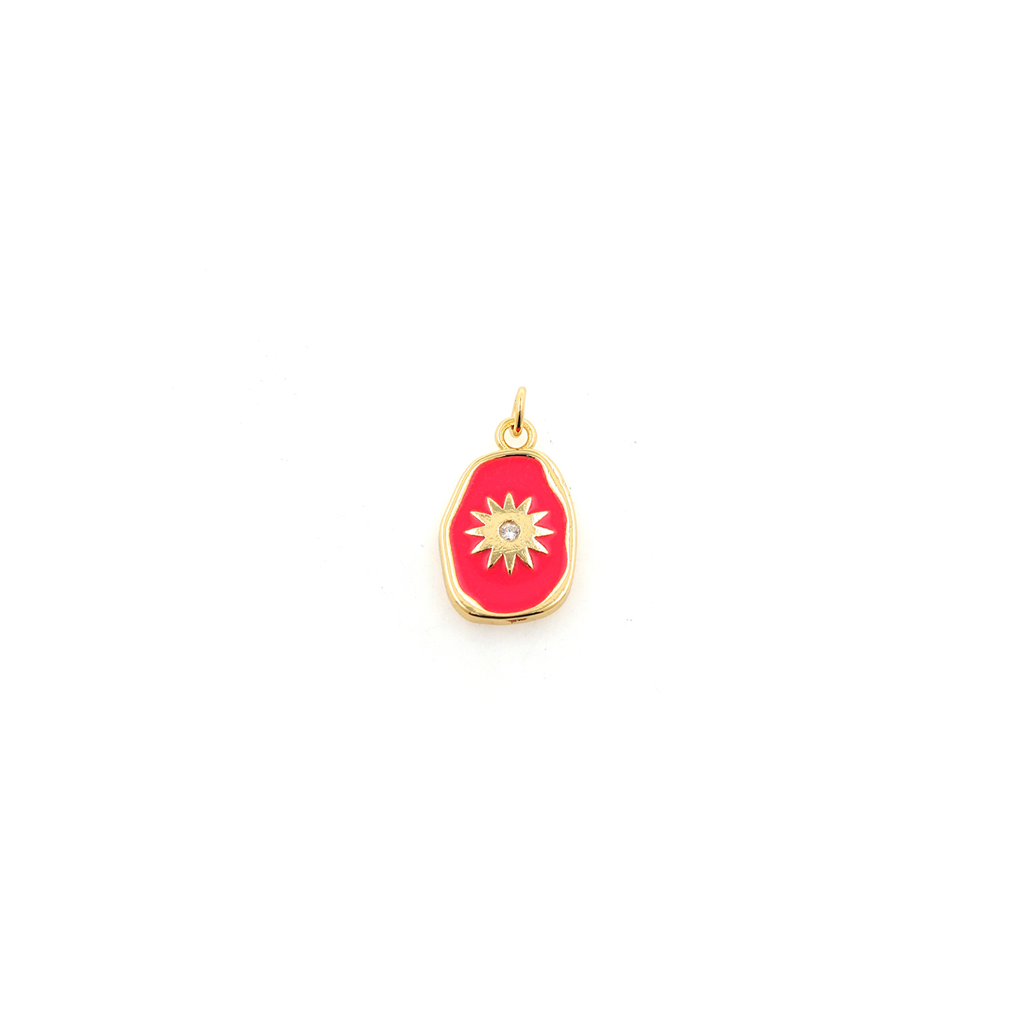 18K Gold Filled Starburst Pendant,Enamel Celestial Charm Earrings Necklace for DIY Jewelry Making Supply