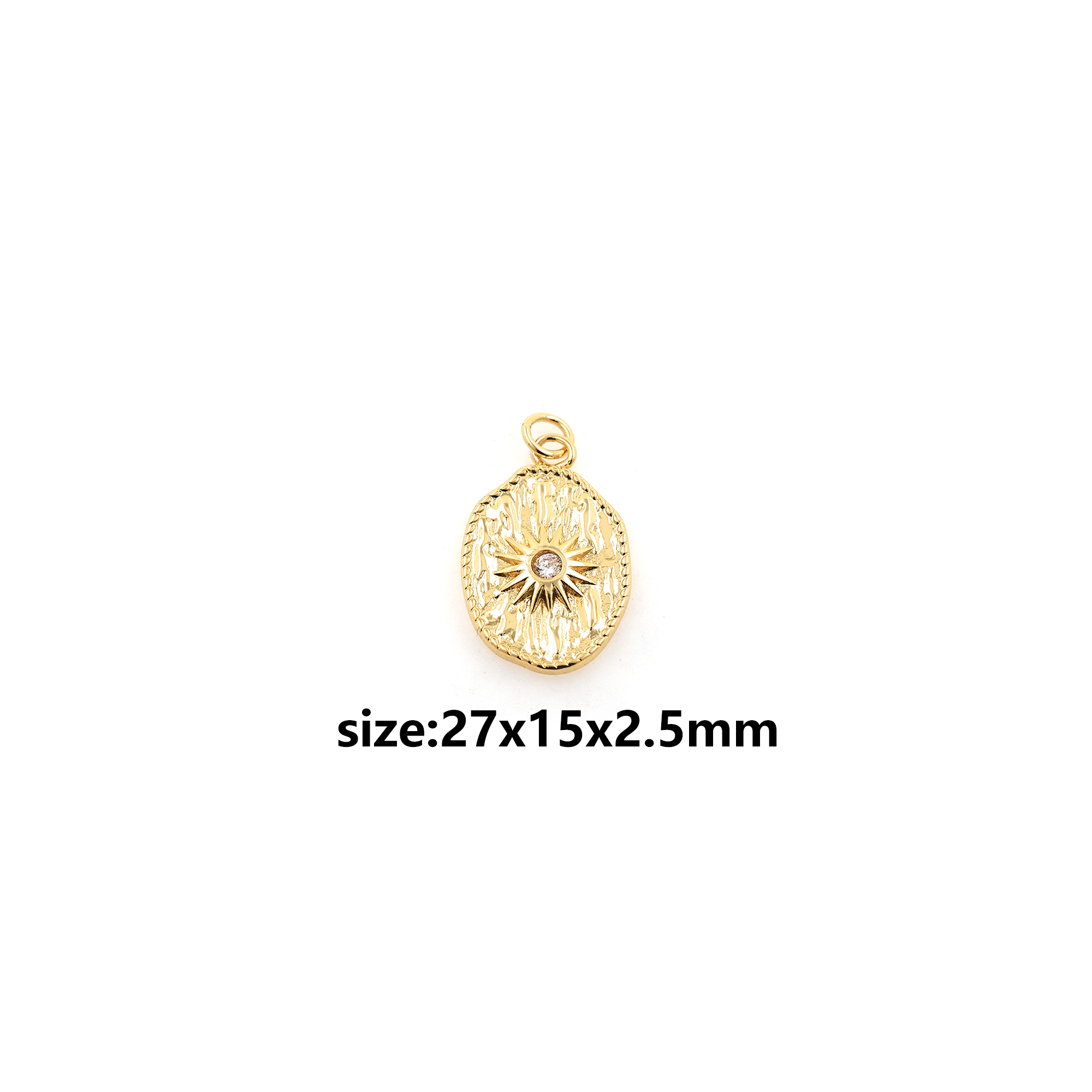 18K Gold Filled Sun Pendant,CZ Micro Pave Celestial Charm Earrings Necklace for DIY Jewelry Making Supply