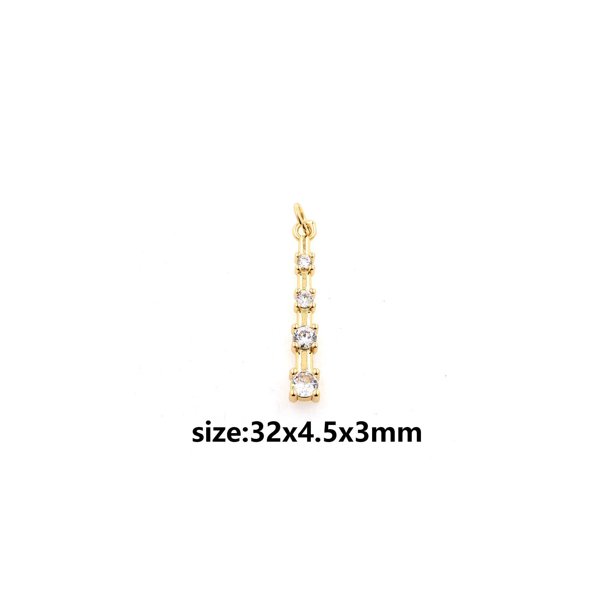 18K Gold Filled Long Pendant,CZ Micro Pave Long Bar Charm Earrings Necklace for DIY Jewelry Making Supply