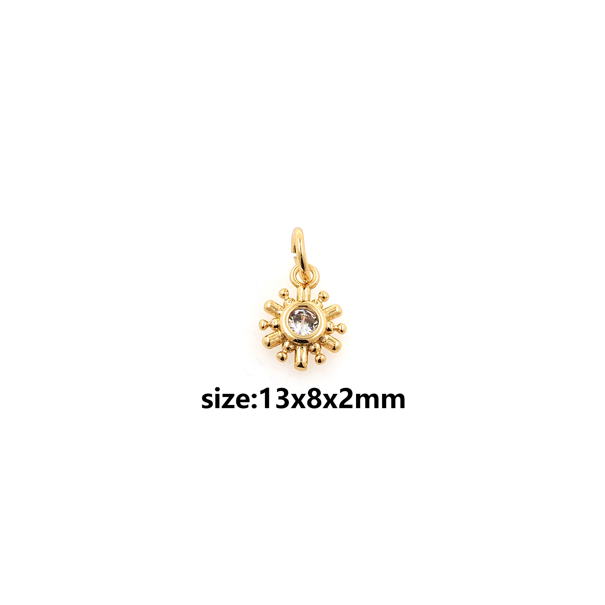 18K Gold Filled Sun Pendant,CZ Micro Pave Sun Charm Earrings Necklace for DIY Jewelry Making Supply