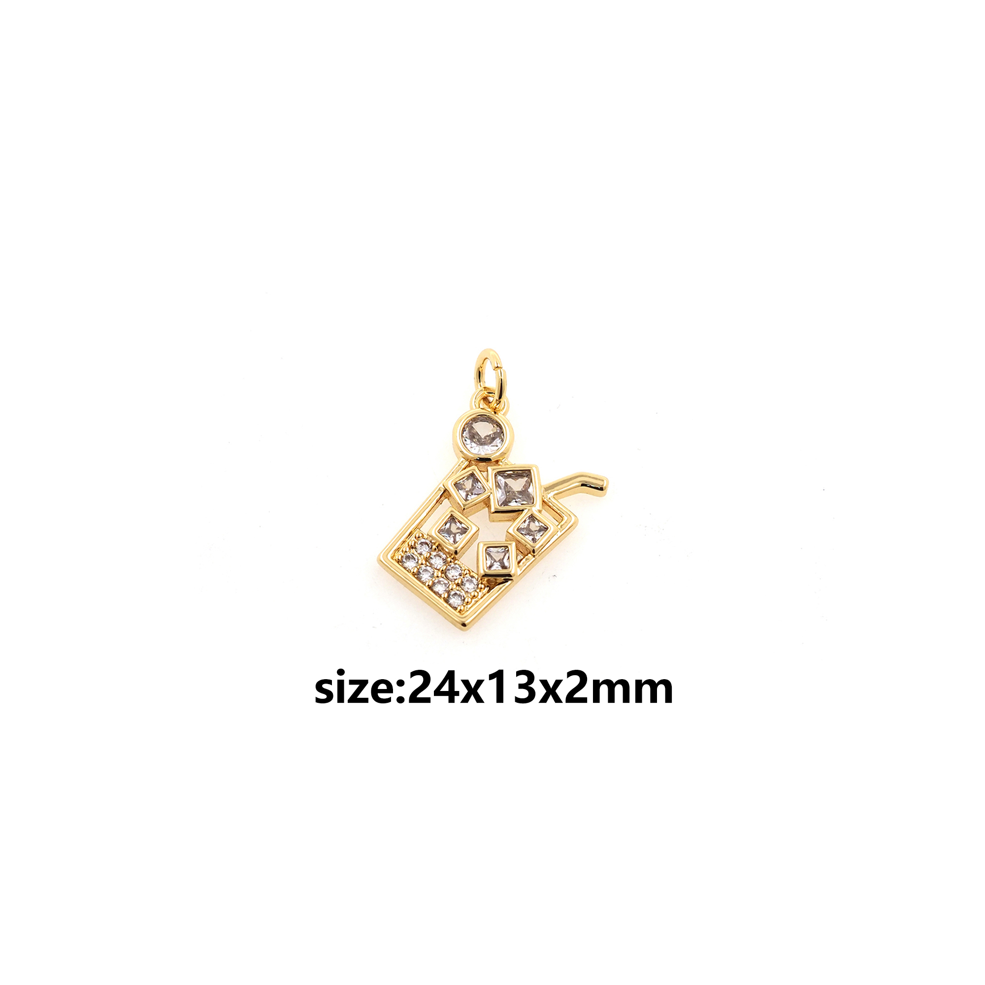 18K Gold Filled Drink Pendant,CZ Micro Pave Drink Charm Earrings Necklace for DIY Jewelry Making Supply