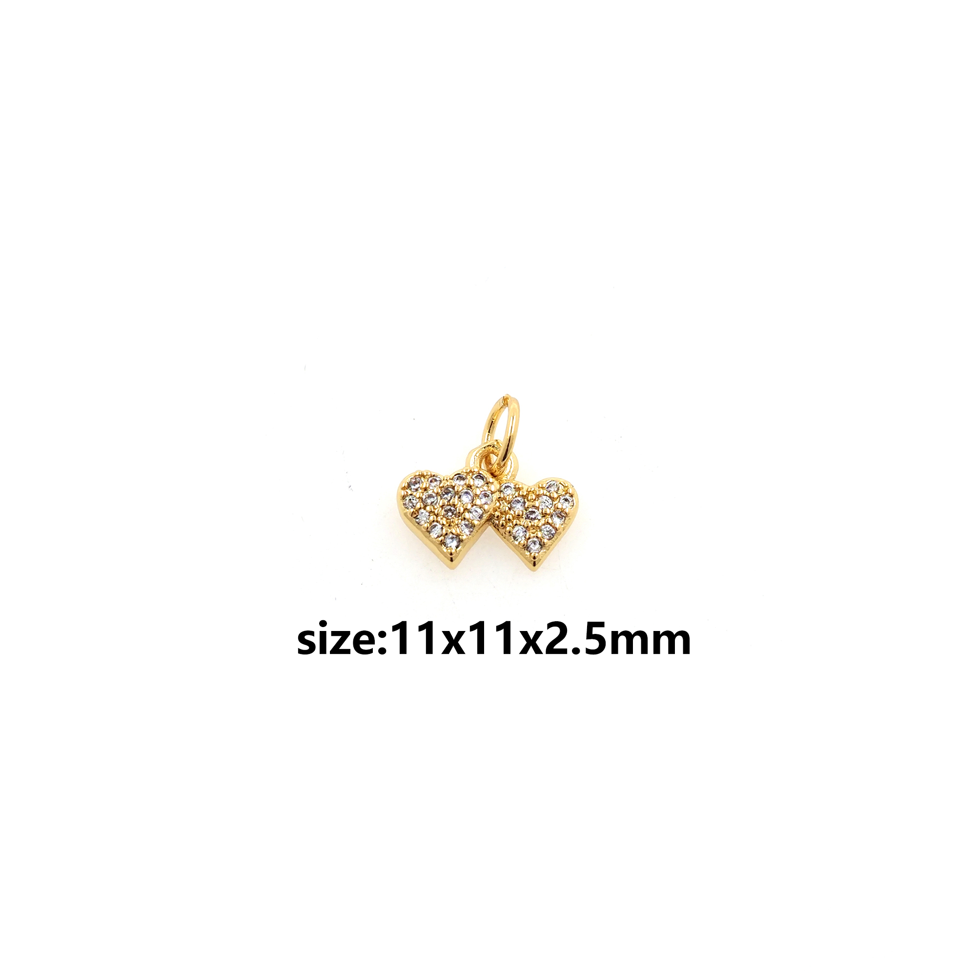 18K Gold Filled Heart Pendant,CZ Micro Pave Heart Charm Earrings Necklace for DIY Jewelry Making Supply