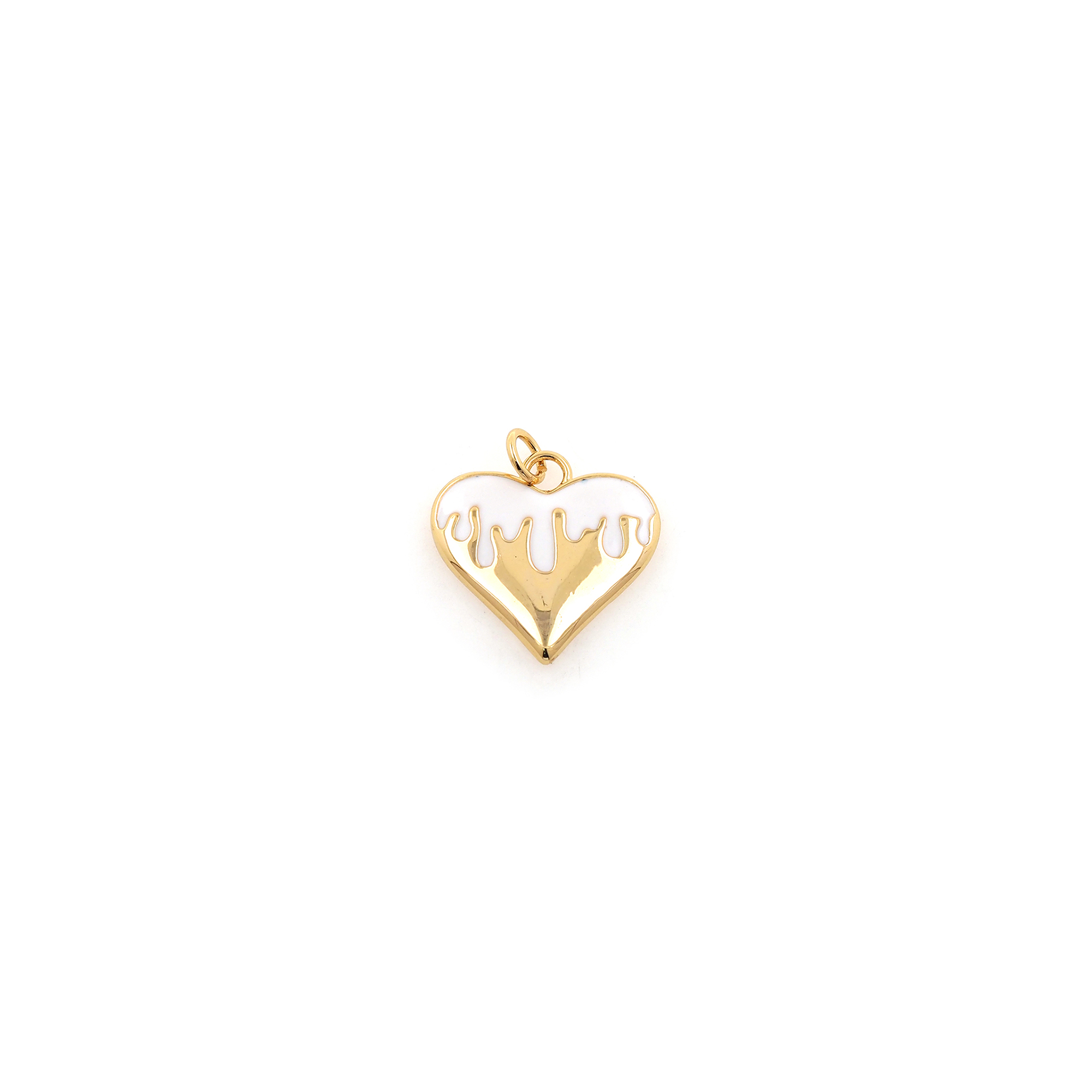 18K Gold Filled Heart Pendant,Enamel Heart Charm Earrings Necklace for DIY Jewelry Making Supply