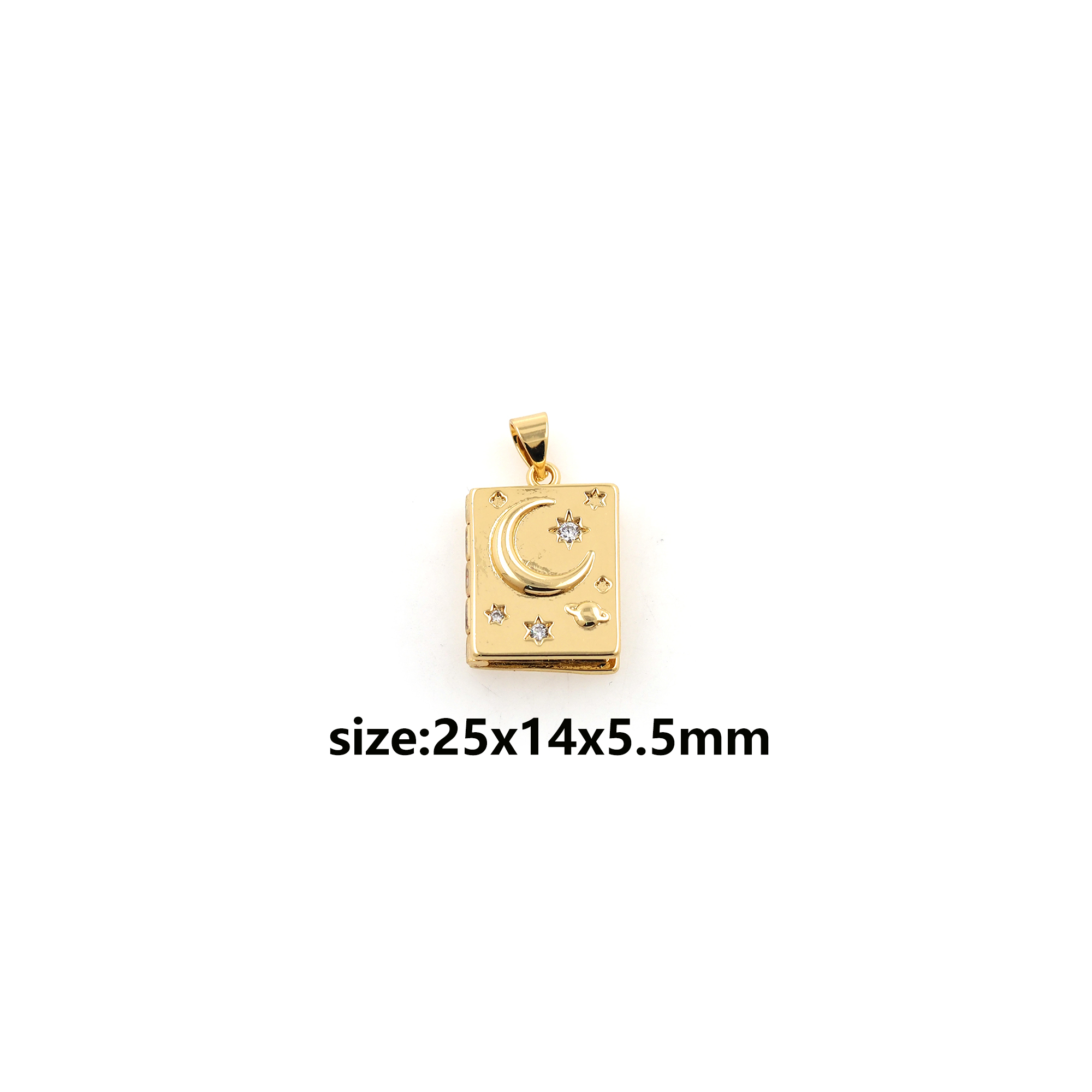 18K Gold Filled Star Moon Pendant,CZ Micro Pave Celestial Charm Earrings Necklace for DIY Jewelry Making Supply