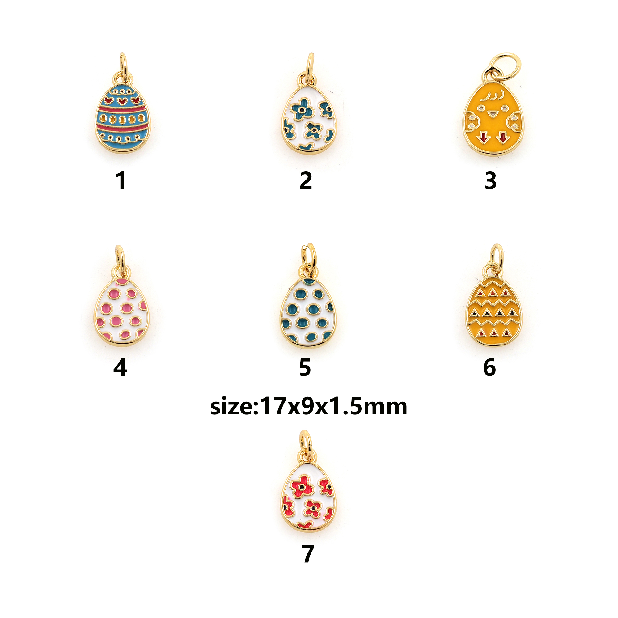 18K Gold Filled Egg Pendant,Enamel Easter Egg Charm Earrings Necklace for DIY Jewelry Making Supply