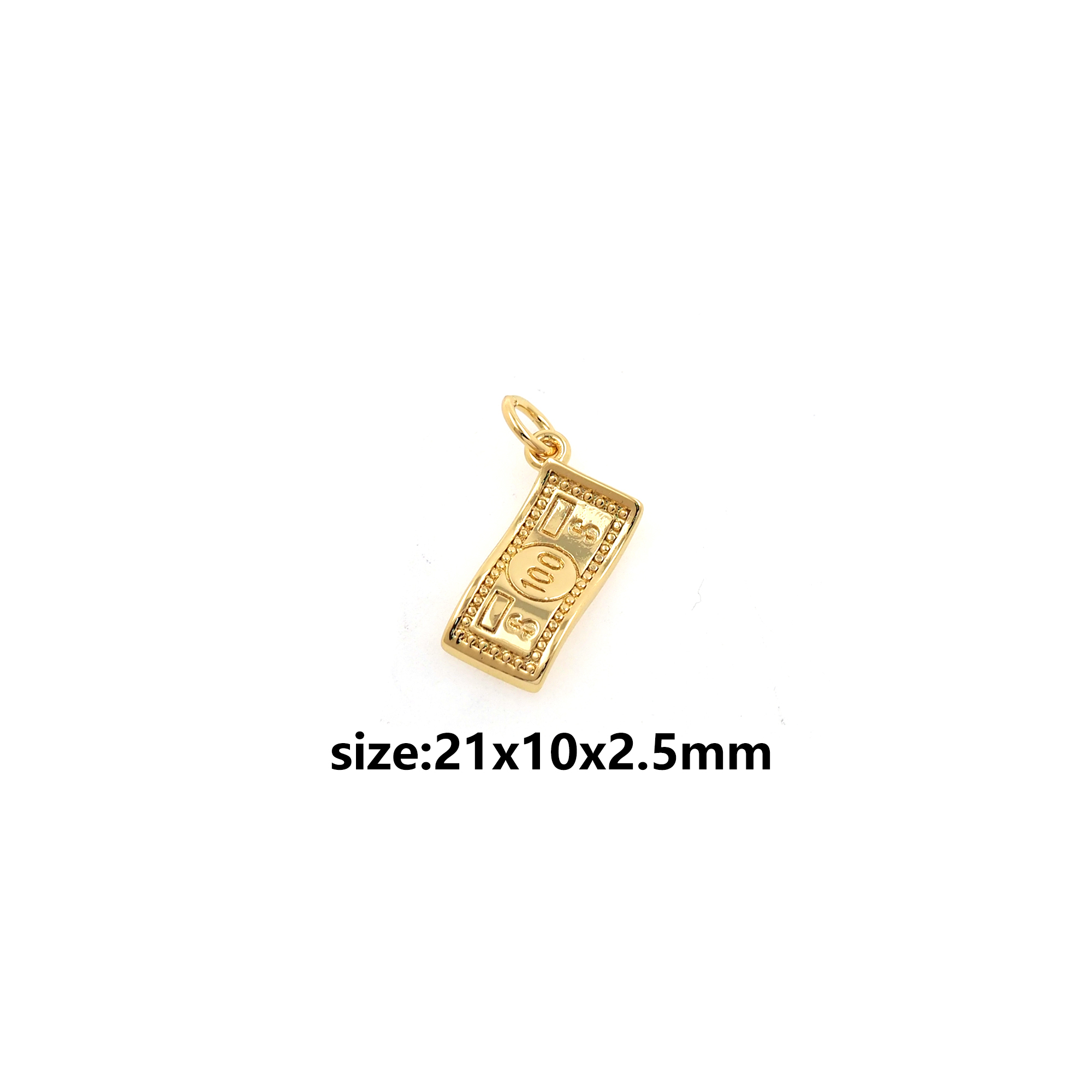 18K Gold Filled Dollar Bill Pendant,Dainty Money Charm Earrings Necklace for DIY Jewelry Making Supply