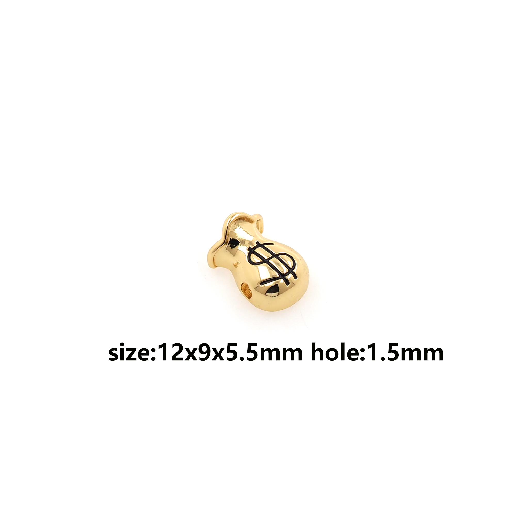 18K Gold Filled Money Bag Spacer Beads,Enamel Money Bag Bead for Bracelet Jewelry Necklace Making Supply