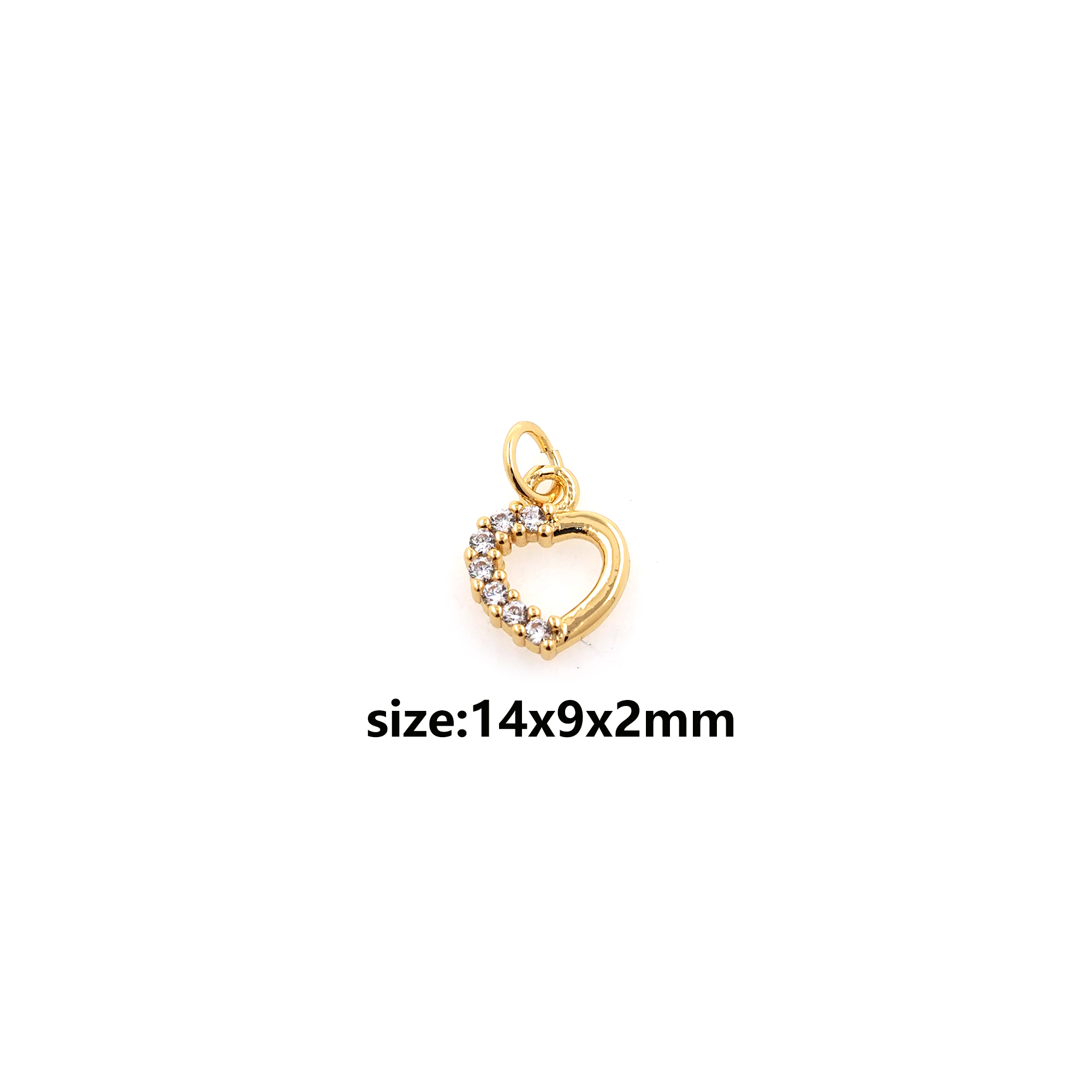 18K Gold Filled Heart Pendant,CZ Micro Pave Heart Charm Earrings Necklace for DIY Jewelry Making Supply