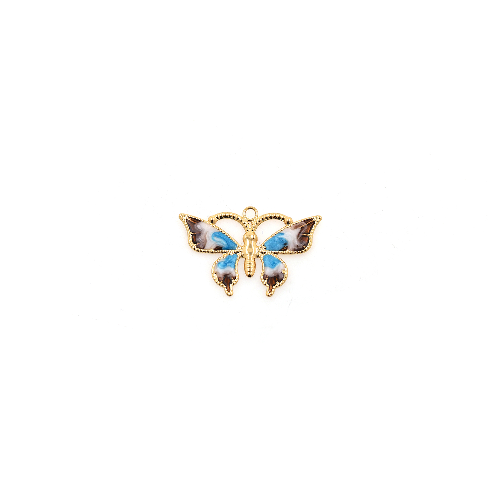 18K Gold Filled Butterfly Pendant,Enamel Insect Charm Earrings Necklace for DIY Jewelry Making Supply