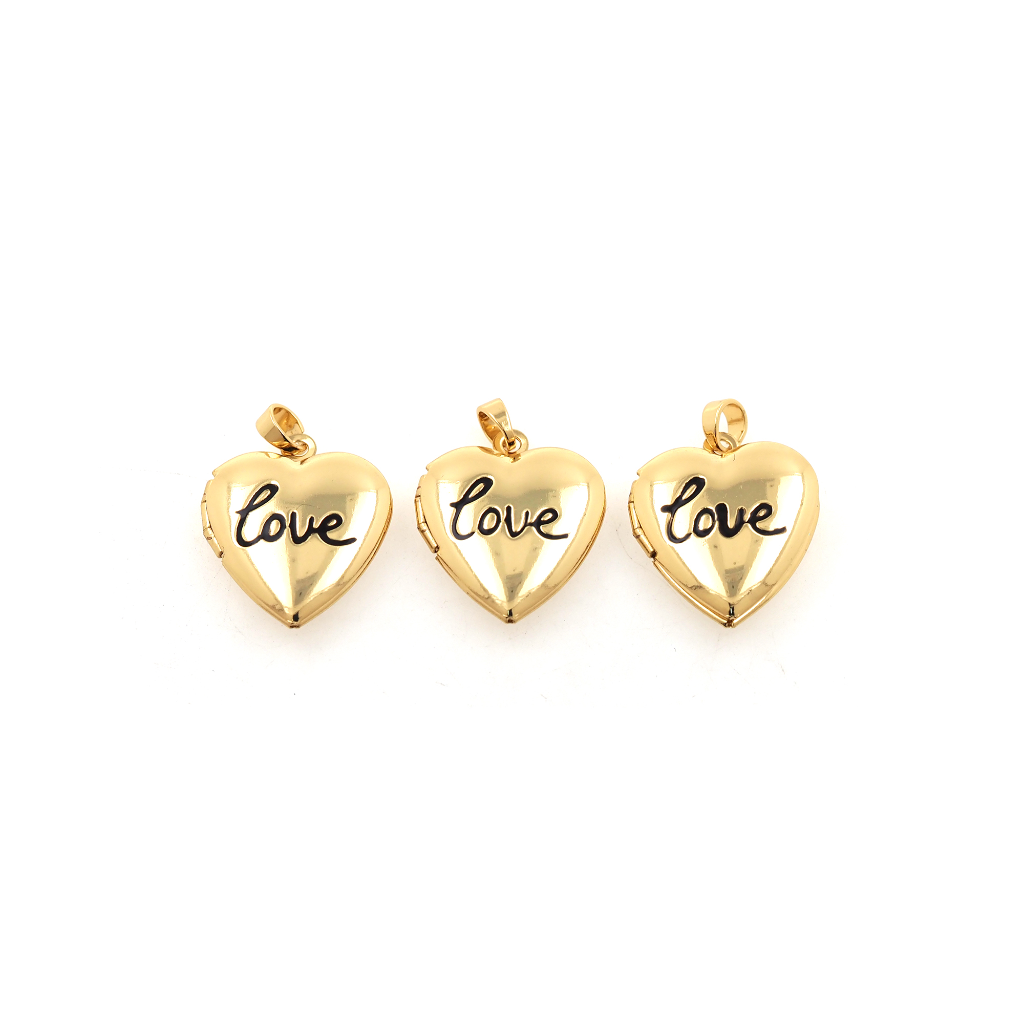 18K Gold Filled Heart Pendant,Love Heart Charm Earrings Necklace for DIY Jewelry Making Supply