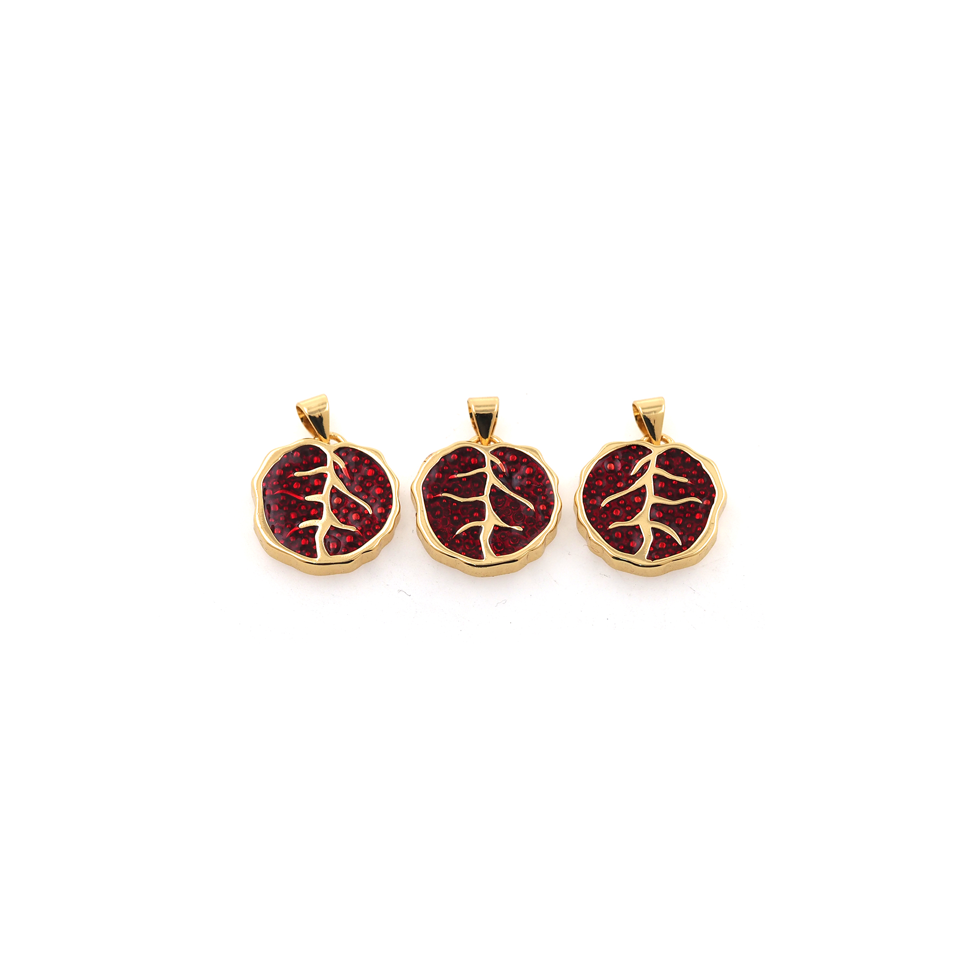 18K Gold Filled Pomegranate Pendant,Enamel Fruit Charm Earrings Necklace for DIY Jewelry Making Supply