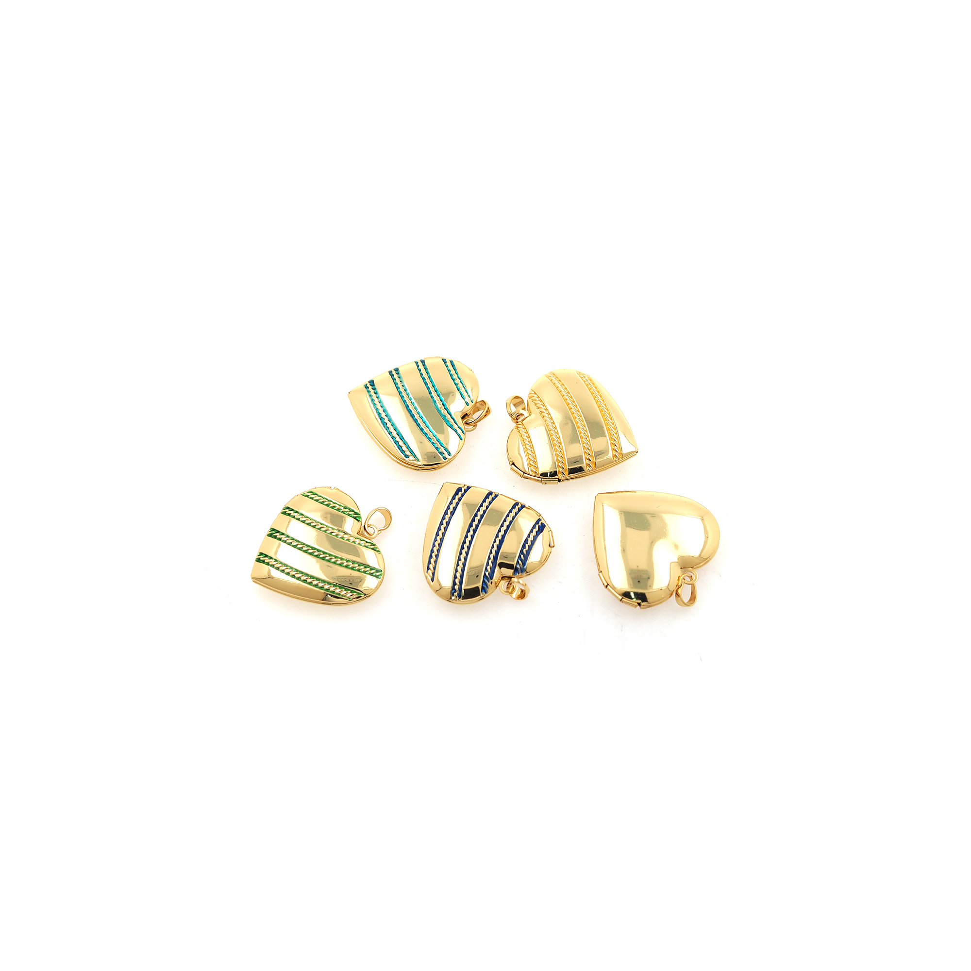 18K Gold Filled Heart Pendant,Enamel Heart Charm Earrings Necklace for DIY Jewelry Making Supply
