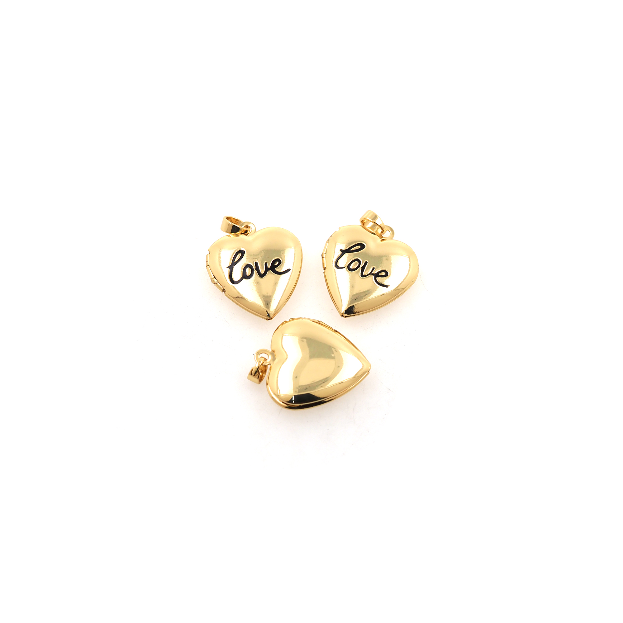 18K Gold Filled Heart Pendant,Love Heart Charm Earrings Necklace for DIY Jewelry Making Supply