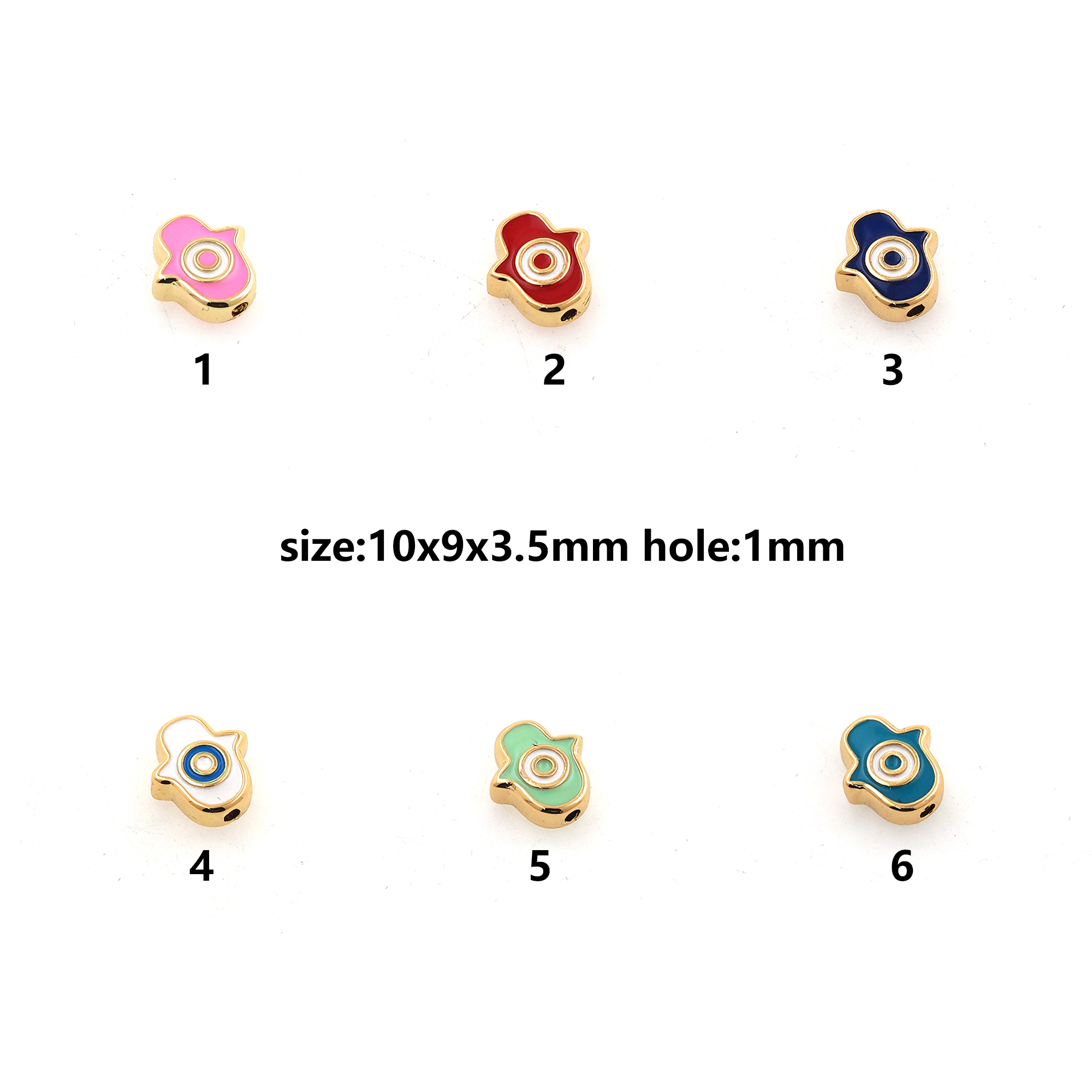 18K Gold Filled Hamsa Spacer Beads,Enamel Hamsa Bead for Bracelet Jewelry Necklace Making Supply