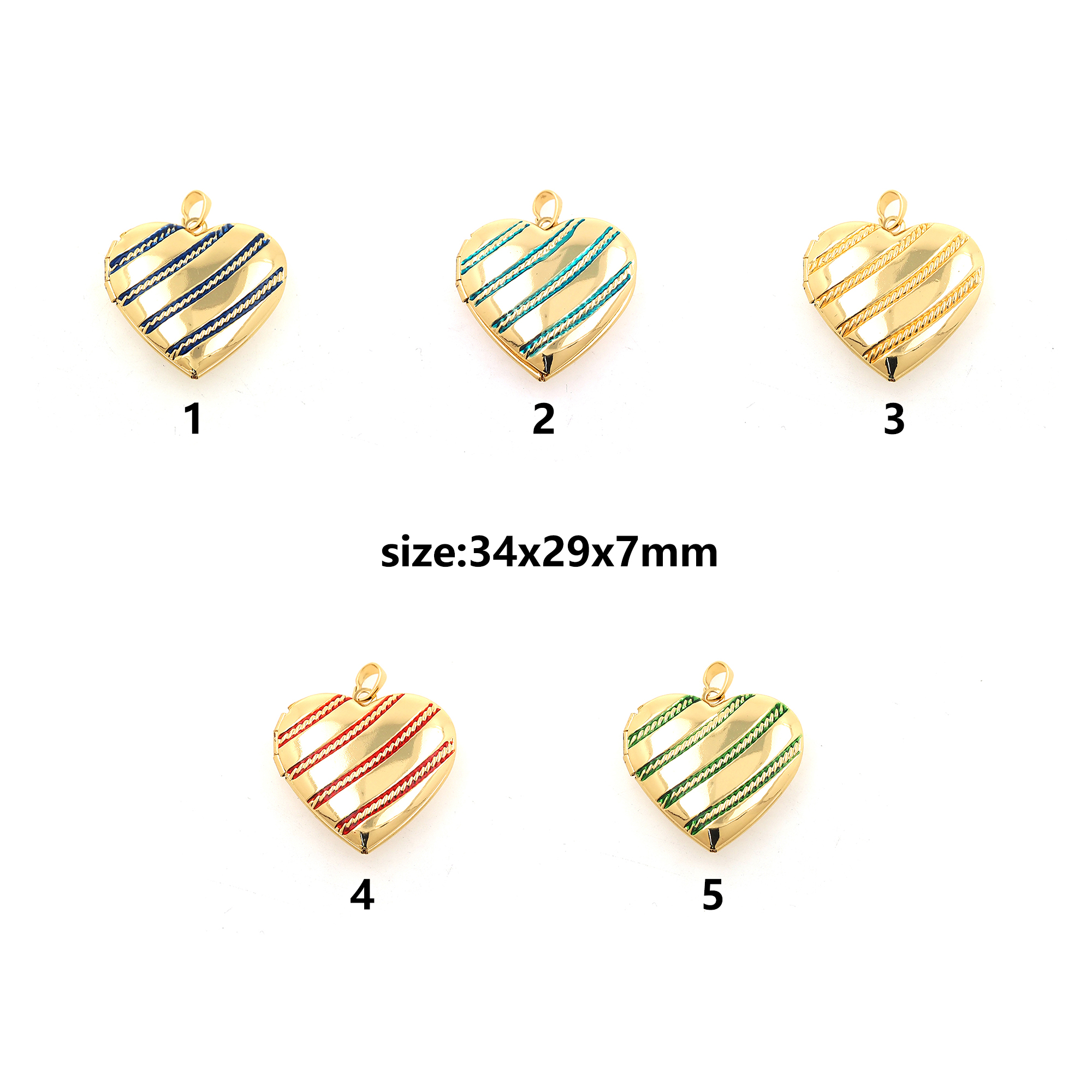 18K Gold Filled Heart Pendant,Enamel Heart Charm Earrings Necklace for DIY Jewelry Making Supply