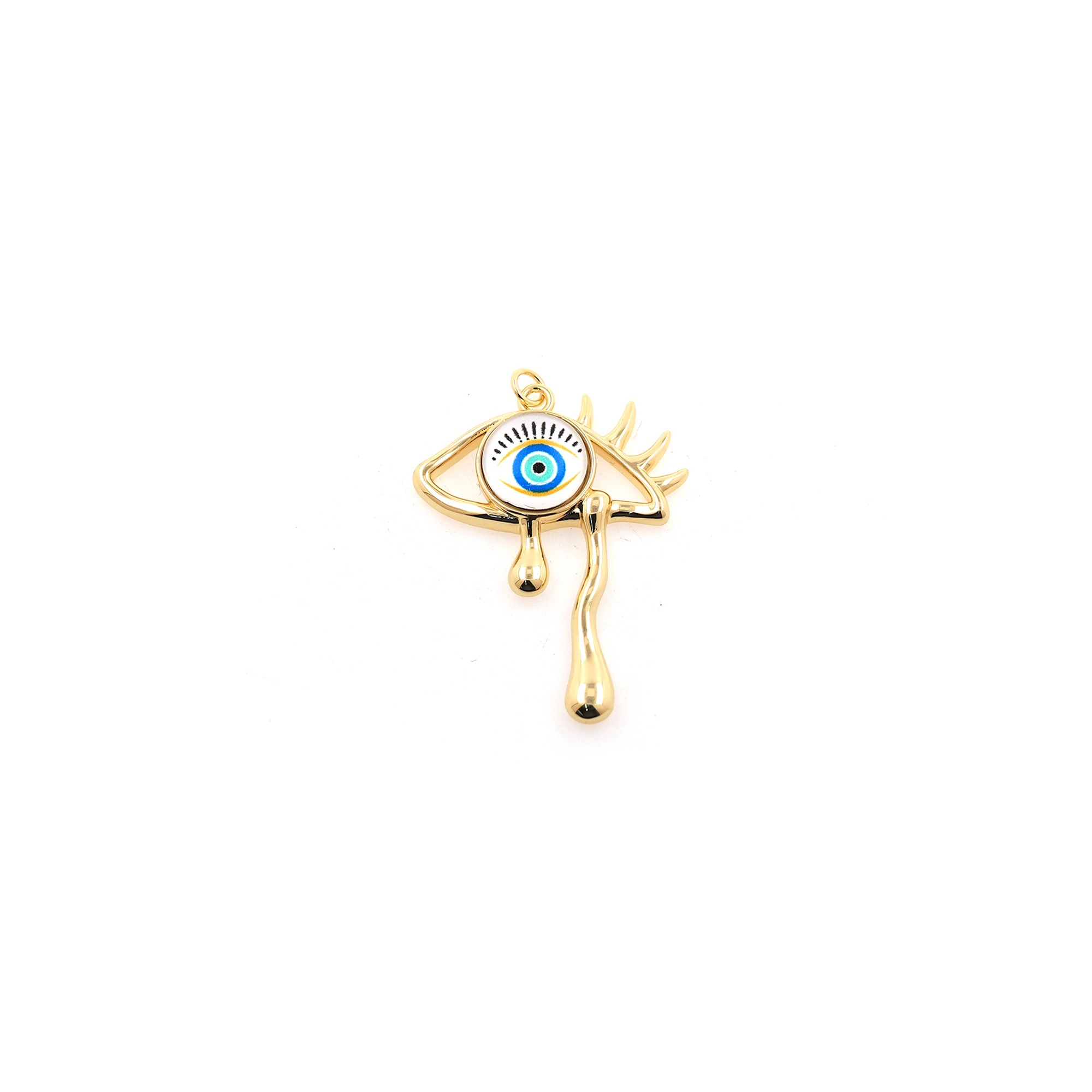 18K Gold Filled Eye Pendant,Dainty Evil Eye Charm Earrings Necklace for DIY Jewelry Making Supply