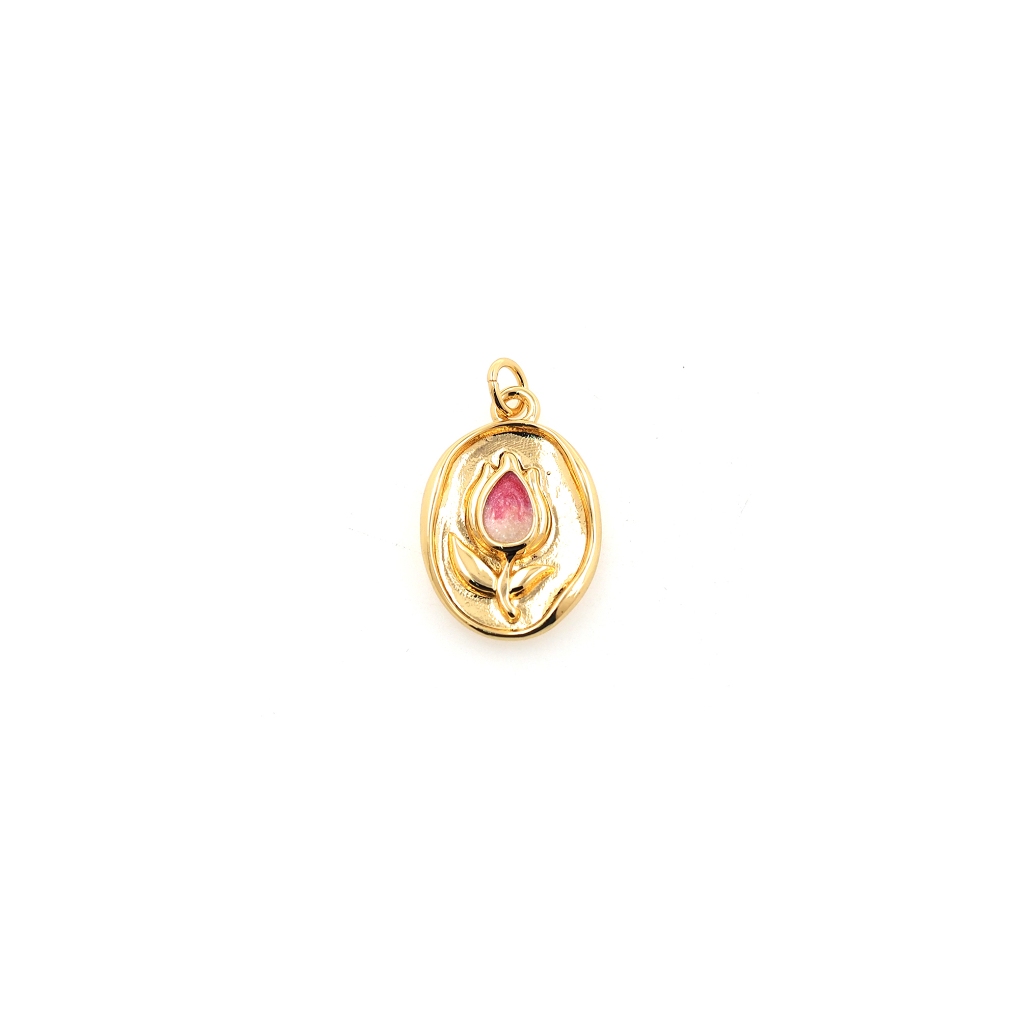 18K Gold Filled Rose Pendant,Enamel Flower Charm Earrings Necklace for DIY Jewelry Making Supply