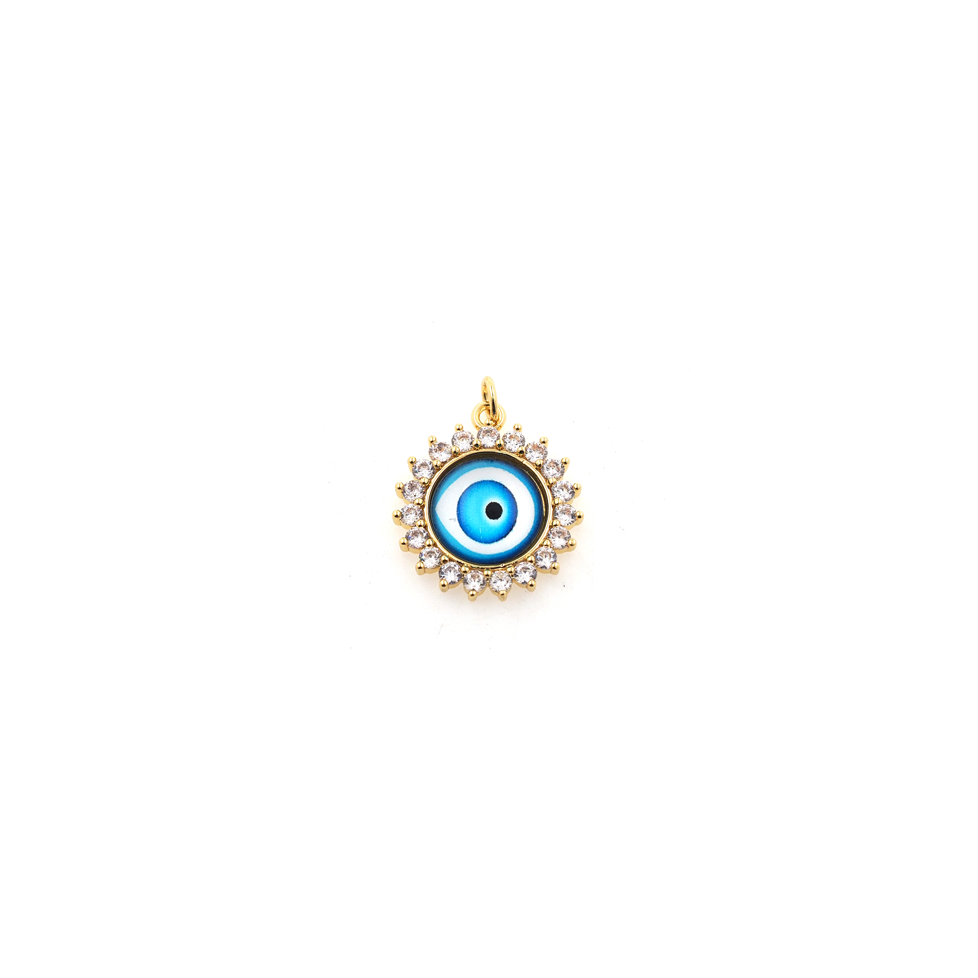 18K Gold Filled Evil Eye Pendant,CZ Micro Pave Evil Eye Charm Earrings Necklace for DIY Jewelry Making Supply