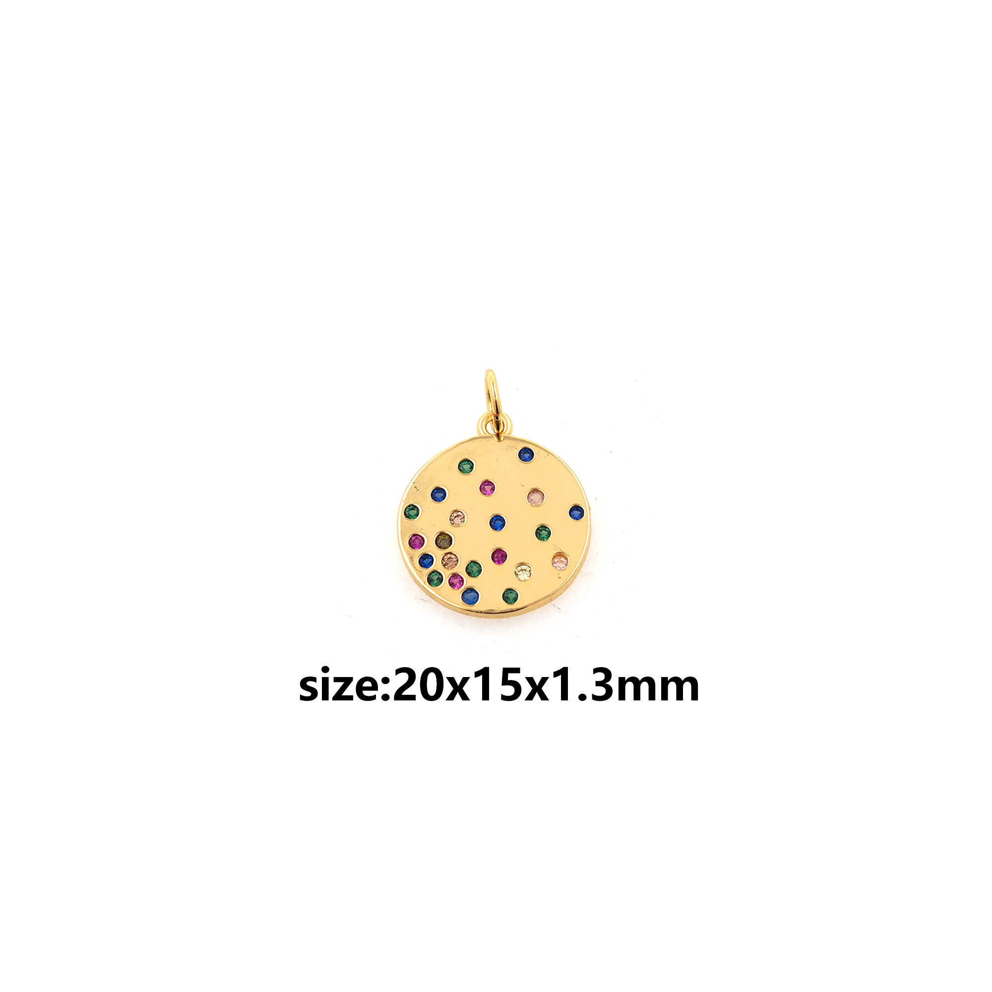 18K Gold Filled Round Coin Pendant,CZ Micro Pave Round Charm Earrings Necklace for DIY Jewelry Making Supply