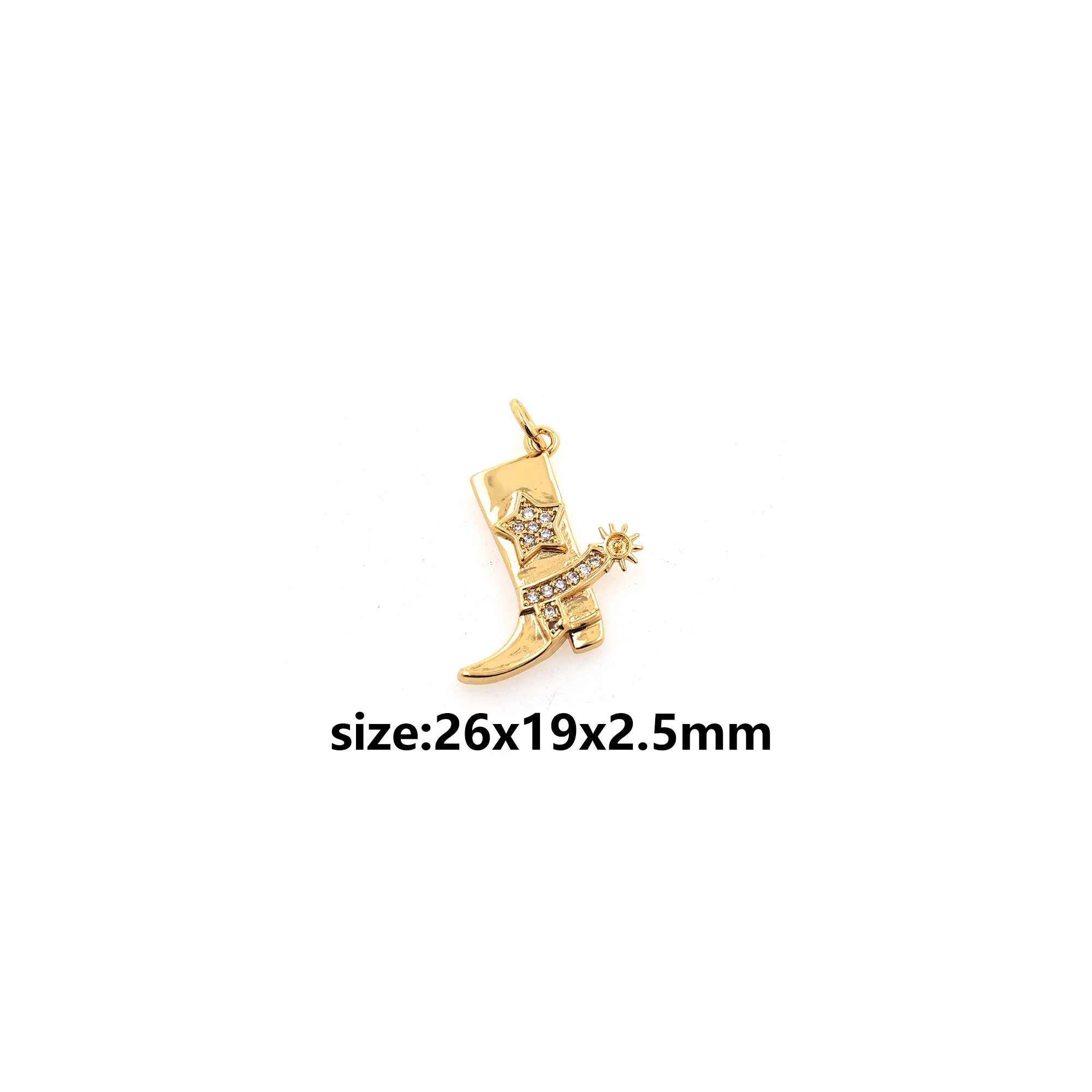 18K Gold Filled Cowboy Boots Pendant,CZ Micro Pave Shoe Charm Earrings Necklace for DIY Jewelry Making Supply