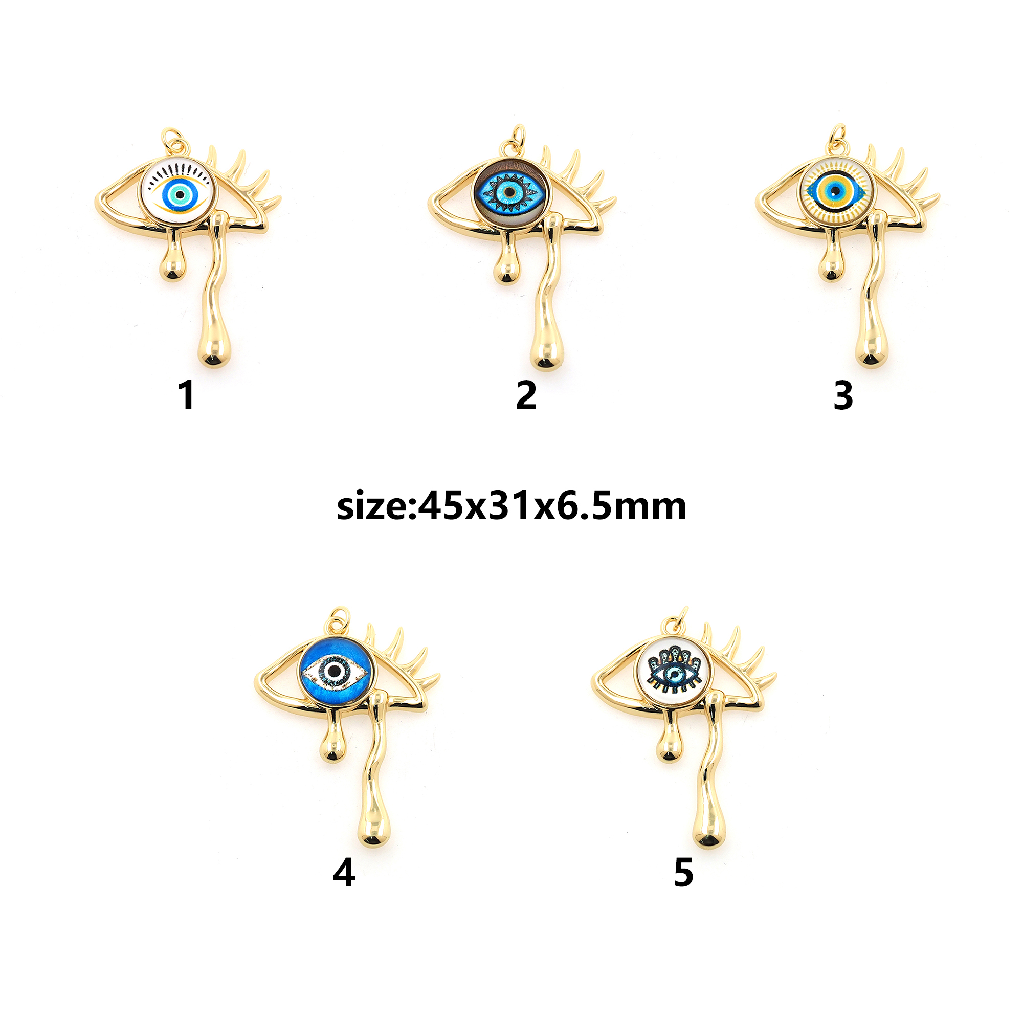 18K Gold Filled Eye Pendant,Dainty Evil Eye Charm Earrings Necklace for DIY Jewelry Making Supply