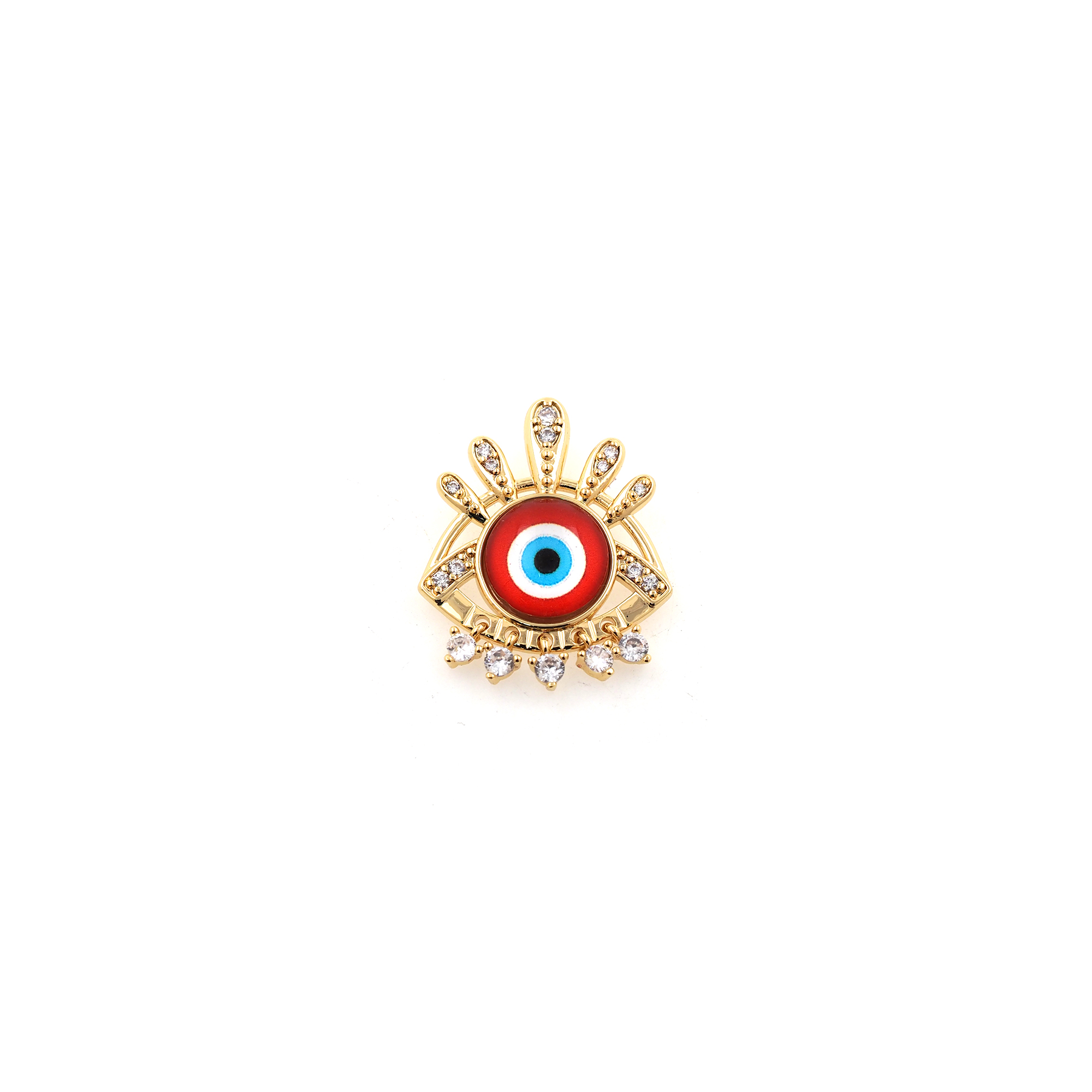 18K Gold Filled Evil Eye Pendant,CZ Micro Pave Evil Eye Charm Earrings Necklace for DIY Jewelry Making Supply