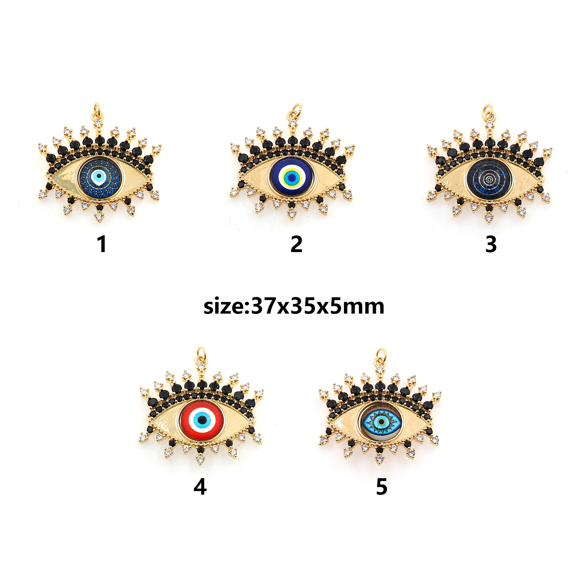 18K Gold Filled Evil Eye Pendant,CZ Micro Pave Evil Eye Charm Earrings Necklace for DIY Jewelry Making Supply