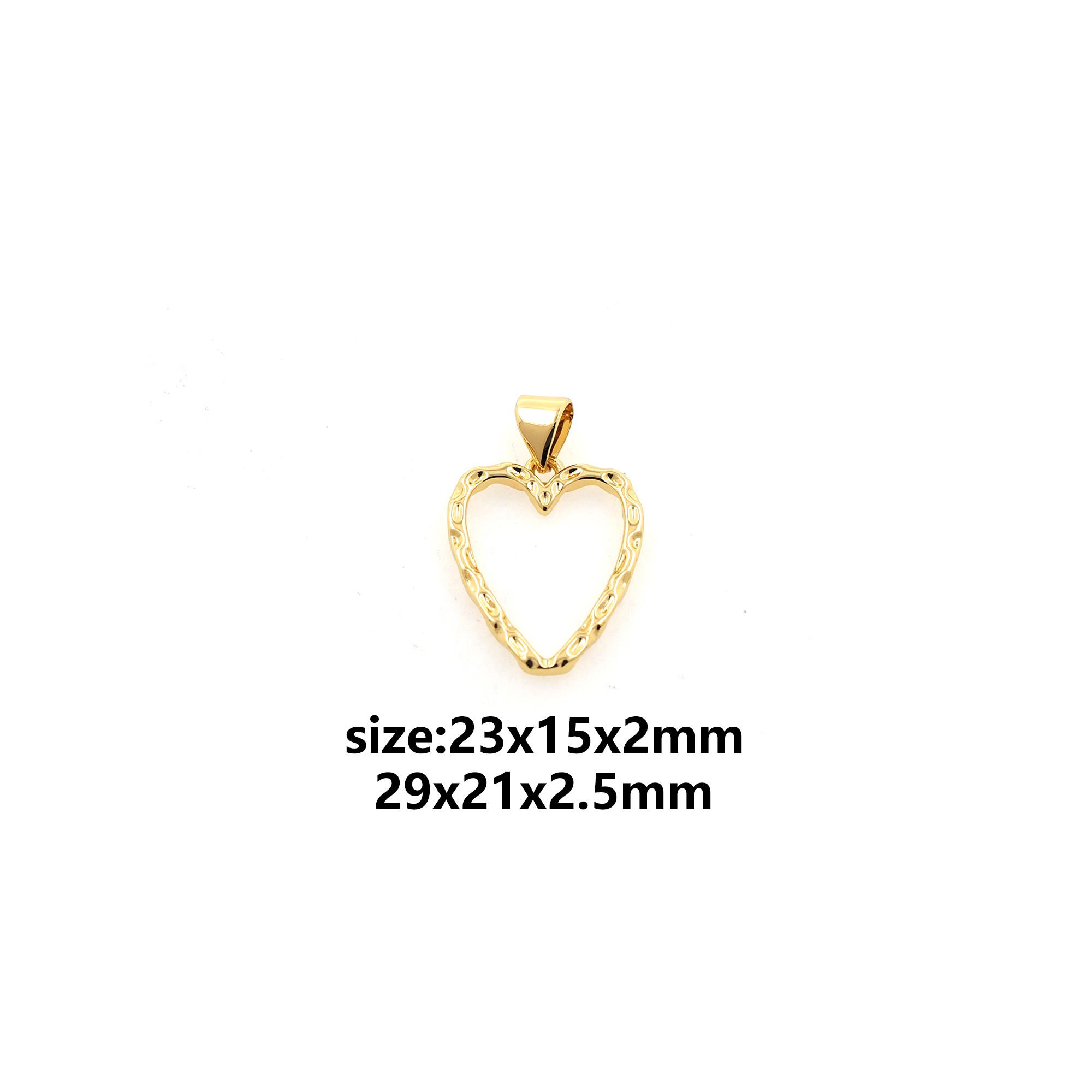 18K Gold Filled Heart Pendant,Dainty Heart Charm Earrings Necklace for DIY Jewelry Making Supply
