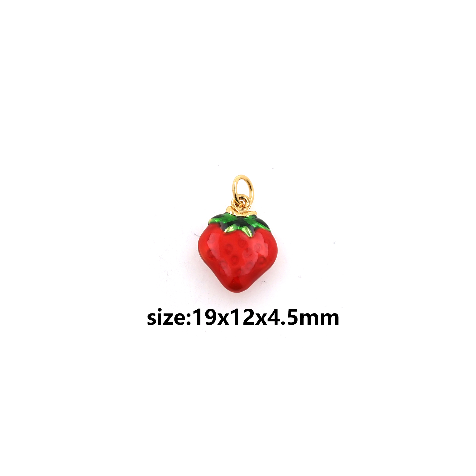 18K Gold Filled Strawberry Pendant,Enamel Fruit Charm Earrings Necklace for DIY Jewelry Making Supply