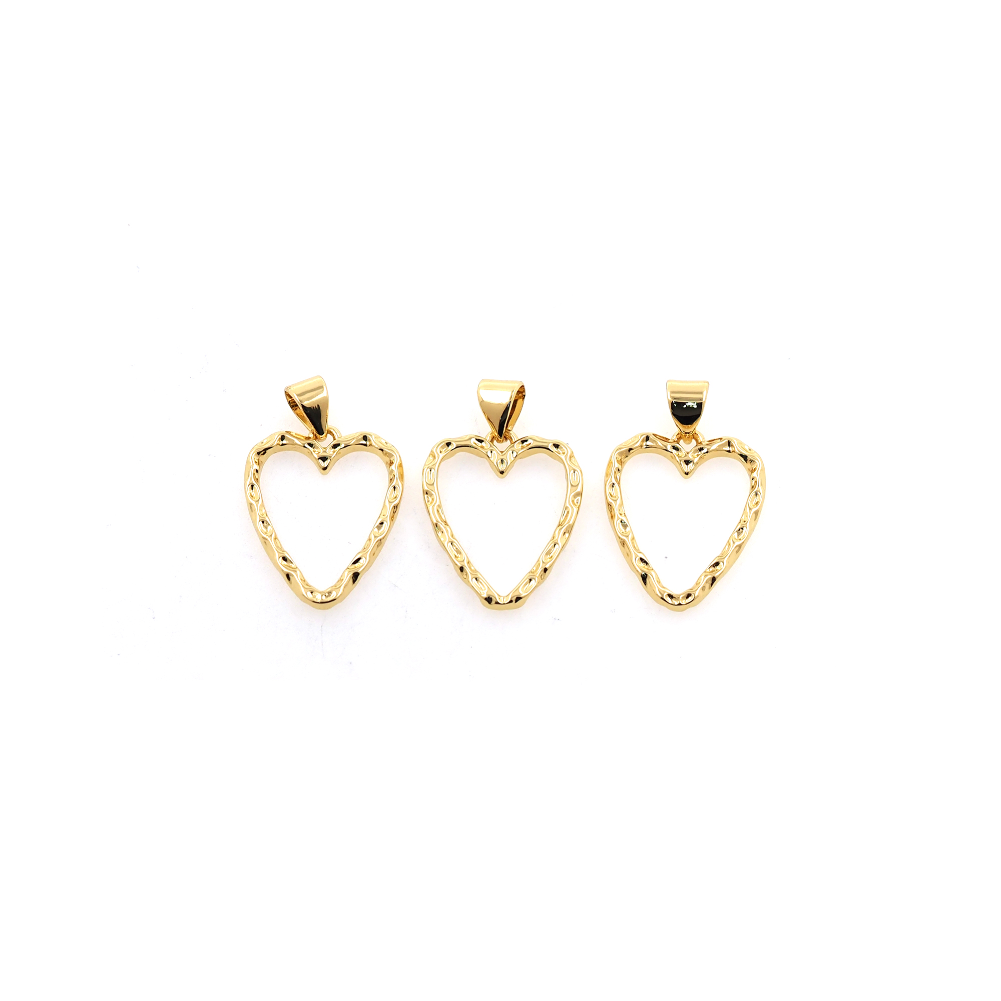 18K Gold Filled Heart Pendant,Dainty Heart Charm Earrings Necklace for DIY Jewelry Making Supply