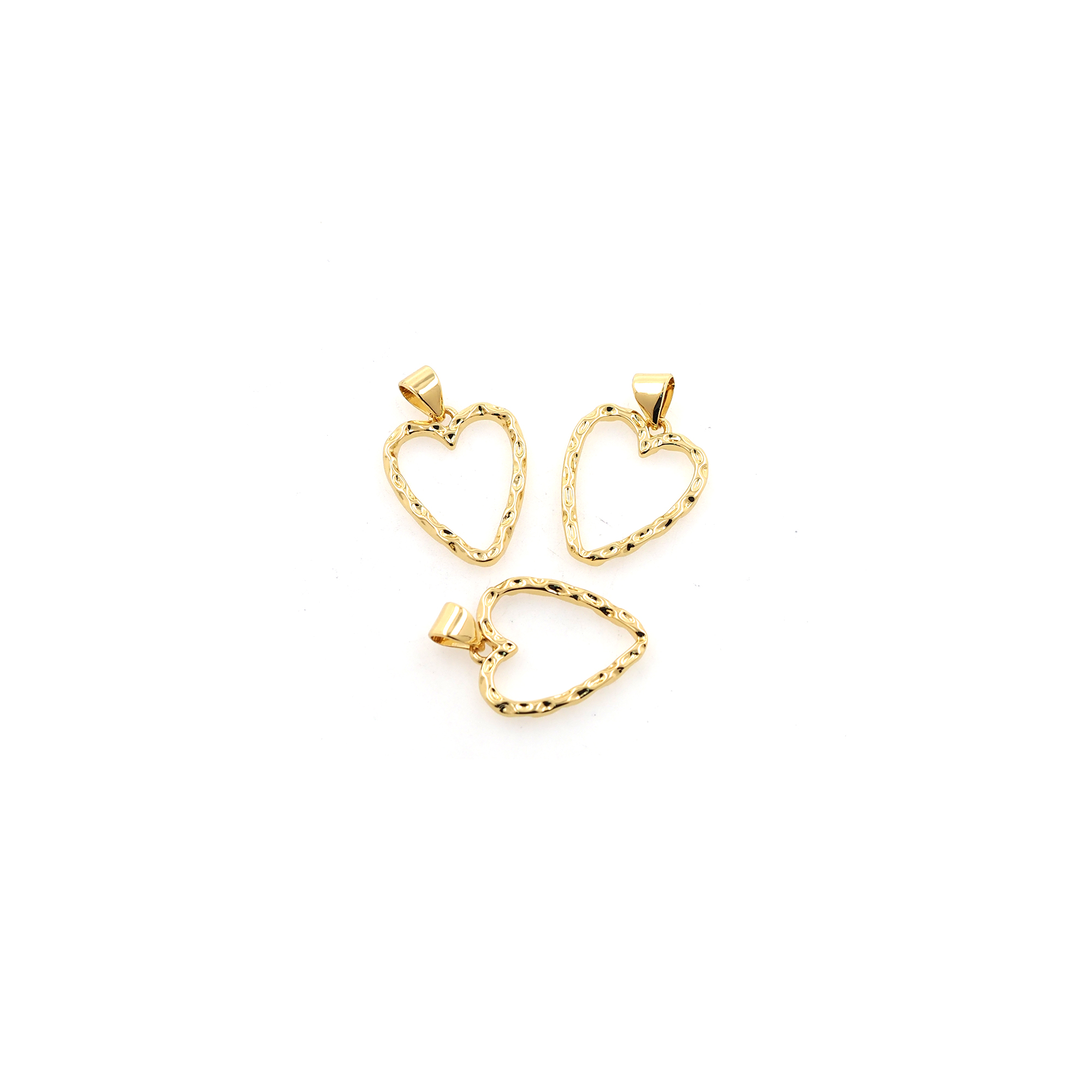 18K Gold Filled Heart Pendant,Dainty Heart Charm Earrings Necklace for DIY Jewelry Making Supply