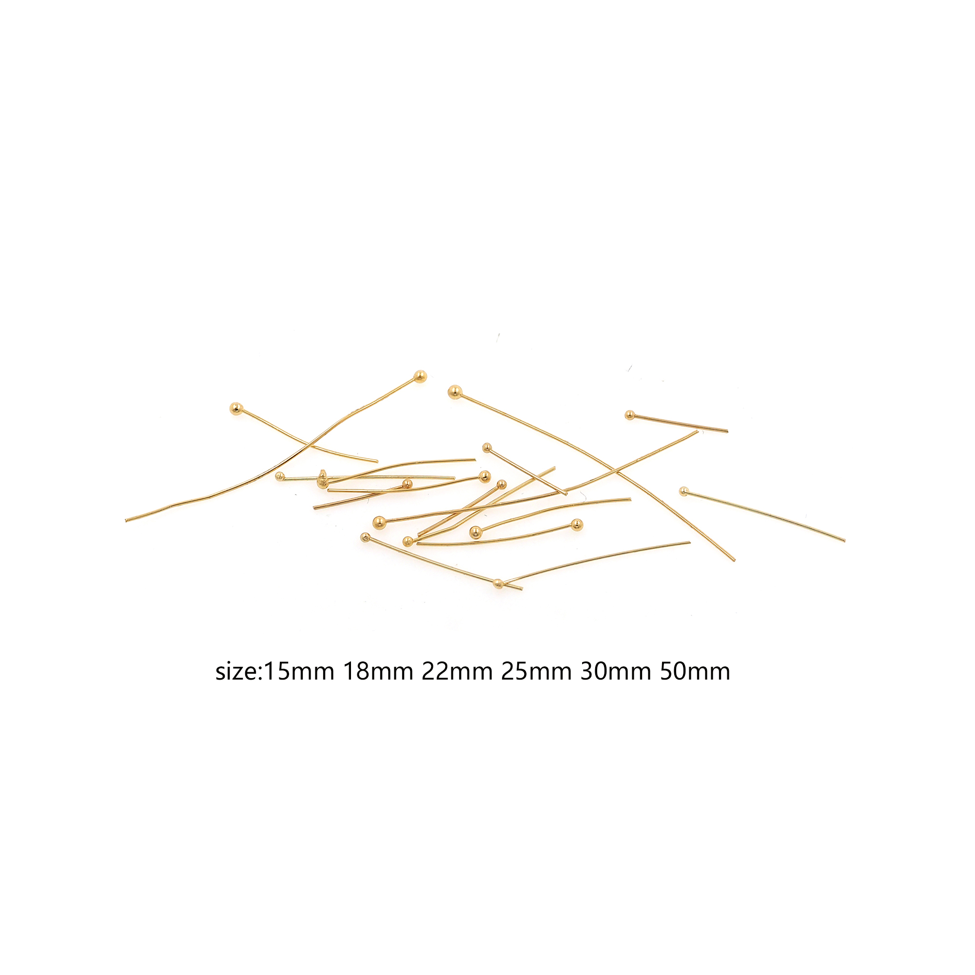 5pcs 18K Gold Filled Ball Head Pins,Gold Ball Needle Charm Earrings Necklace for DIY Jewelry Making Supply