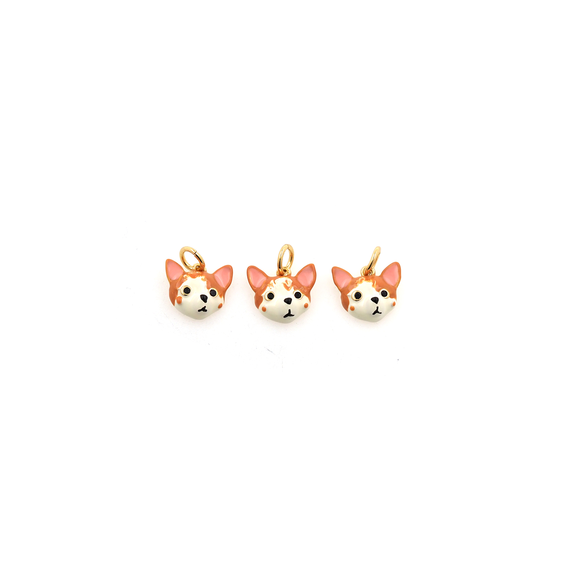 18K Gold Filled Fox Pendant,Enamel Animal Charm Earrings Necklace for DIY Jewelry Making Supply