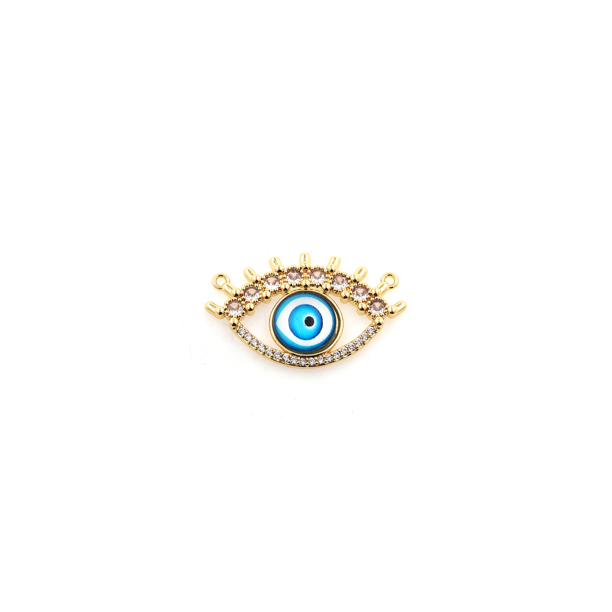 18K Gold Filled Evil Eye Pendant,CZ Micro Pave Evil Eye Charm Earrings Necklace for DIY Jewelry Making Supply