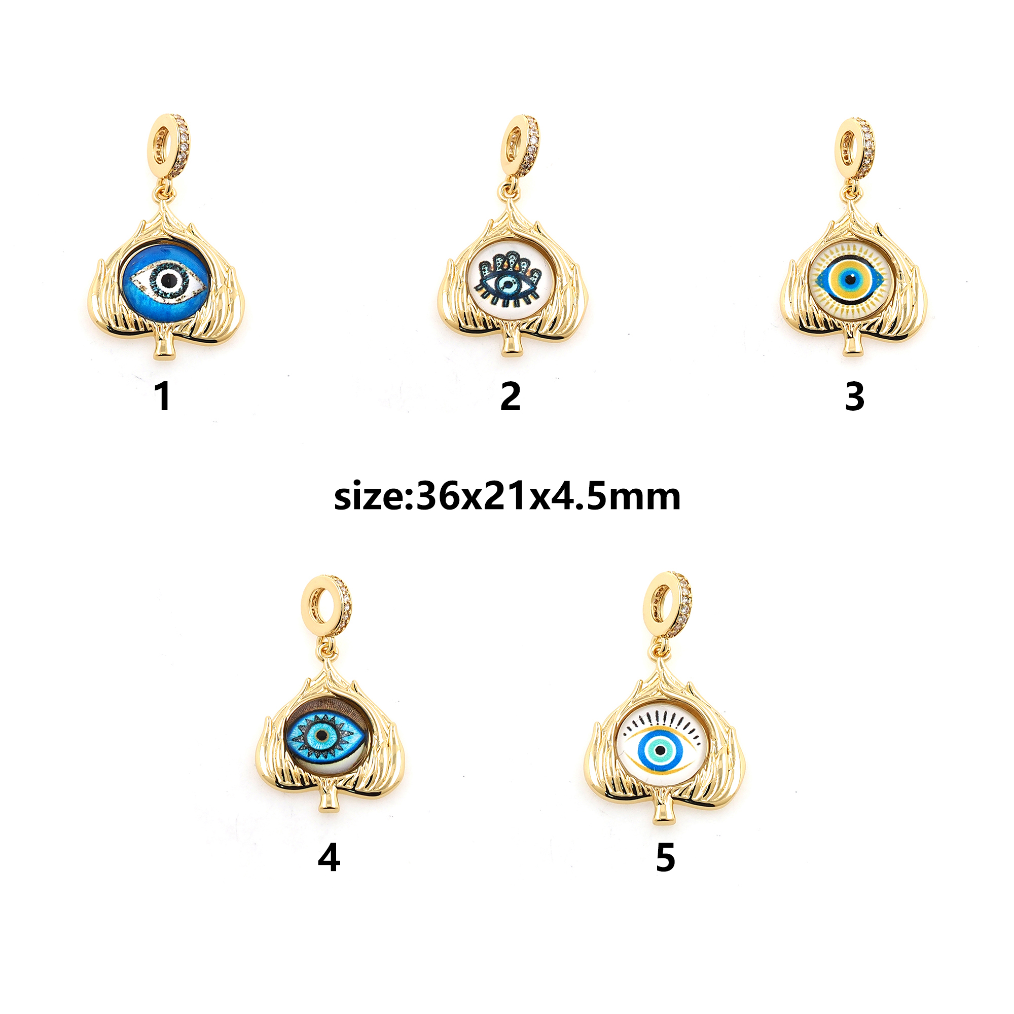 18K Gold Filled Evil Eye Pendant,Dainty Evil Eye Charm Earrings Necklace for DIY Jewelry Making Supply