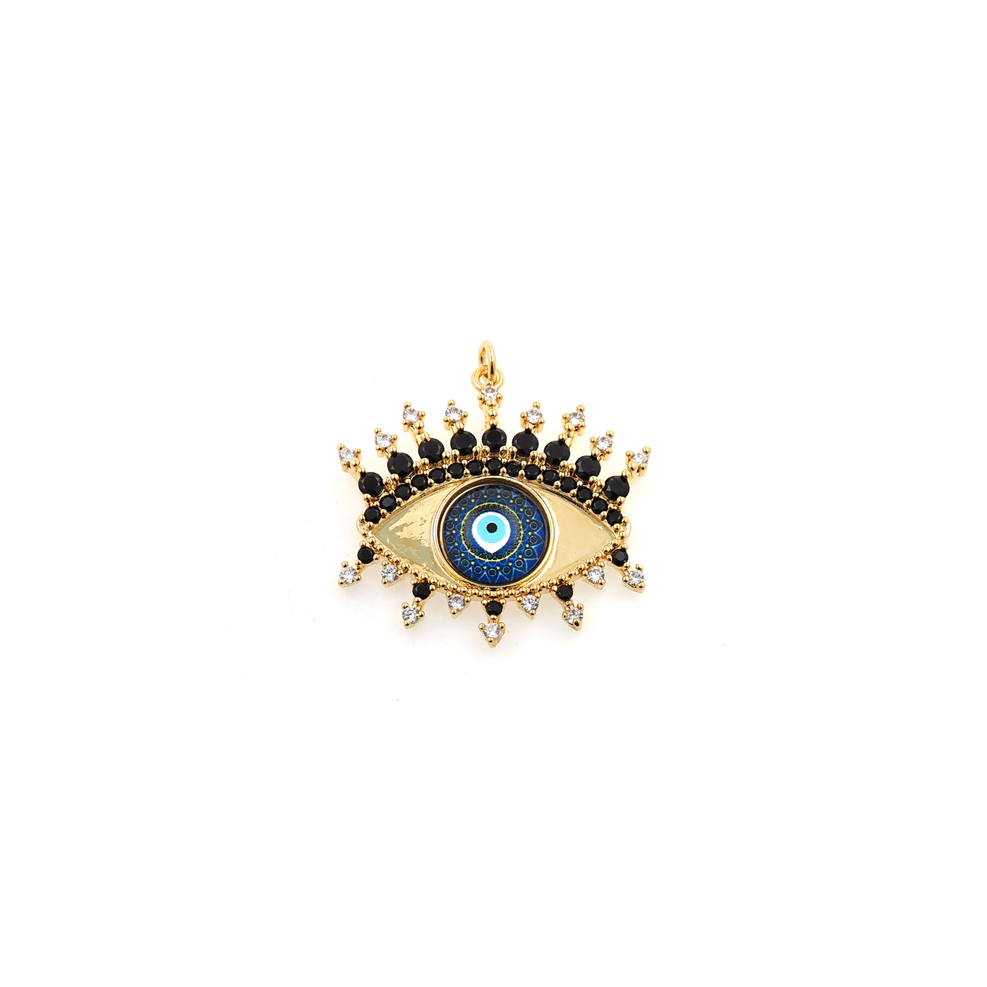 18K Gold Filled Evil Eye Pendant,CZ Micro Pave Evil Eye Charm Earrings Necklace for DIY Jewelry Making Supply