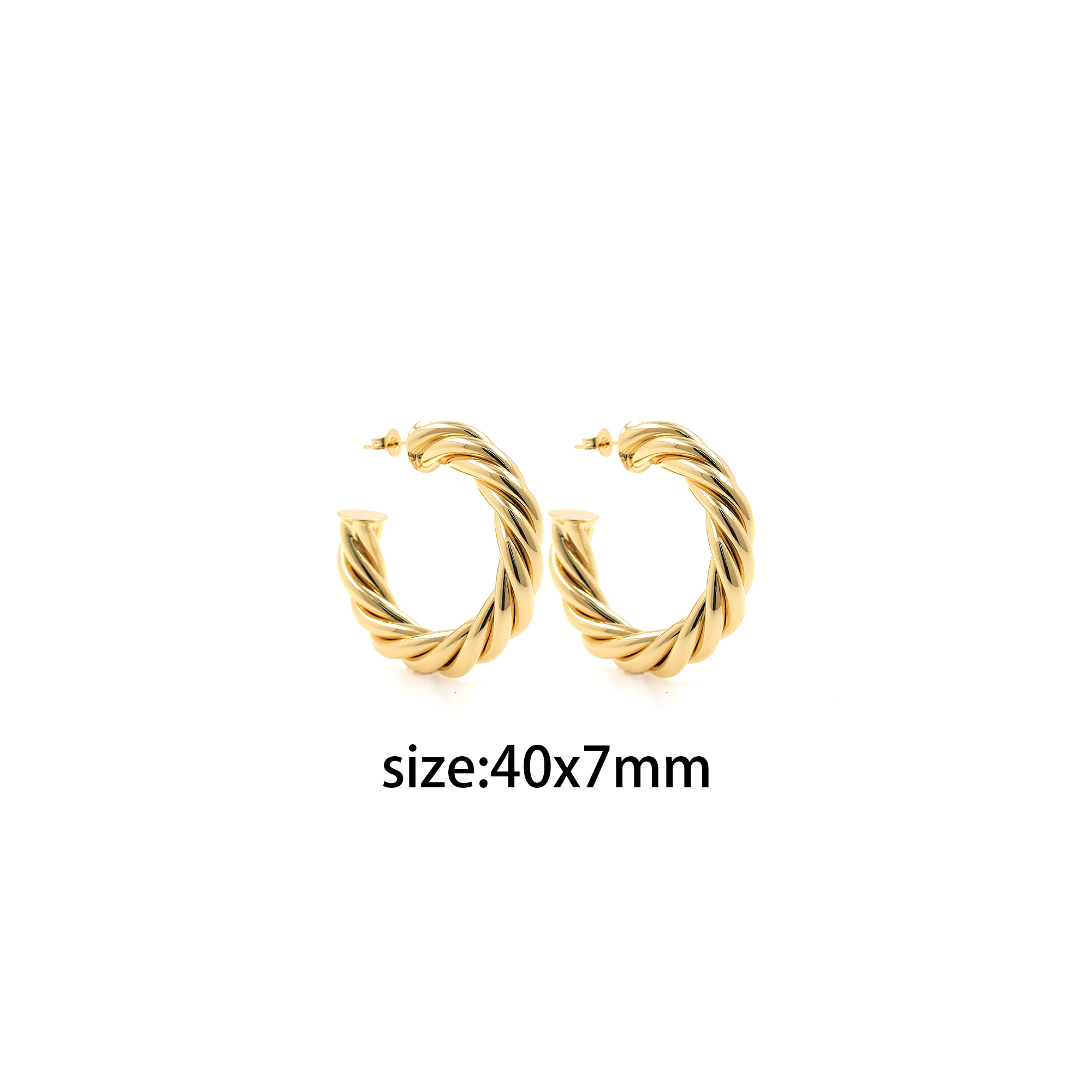 18K Gold Filled Twist Stud Earrings,Thick Earrings,Dainty Earrings,Gold Hoops Huggie,Minimalist Earrings