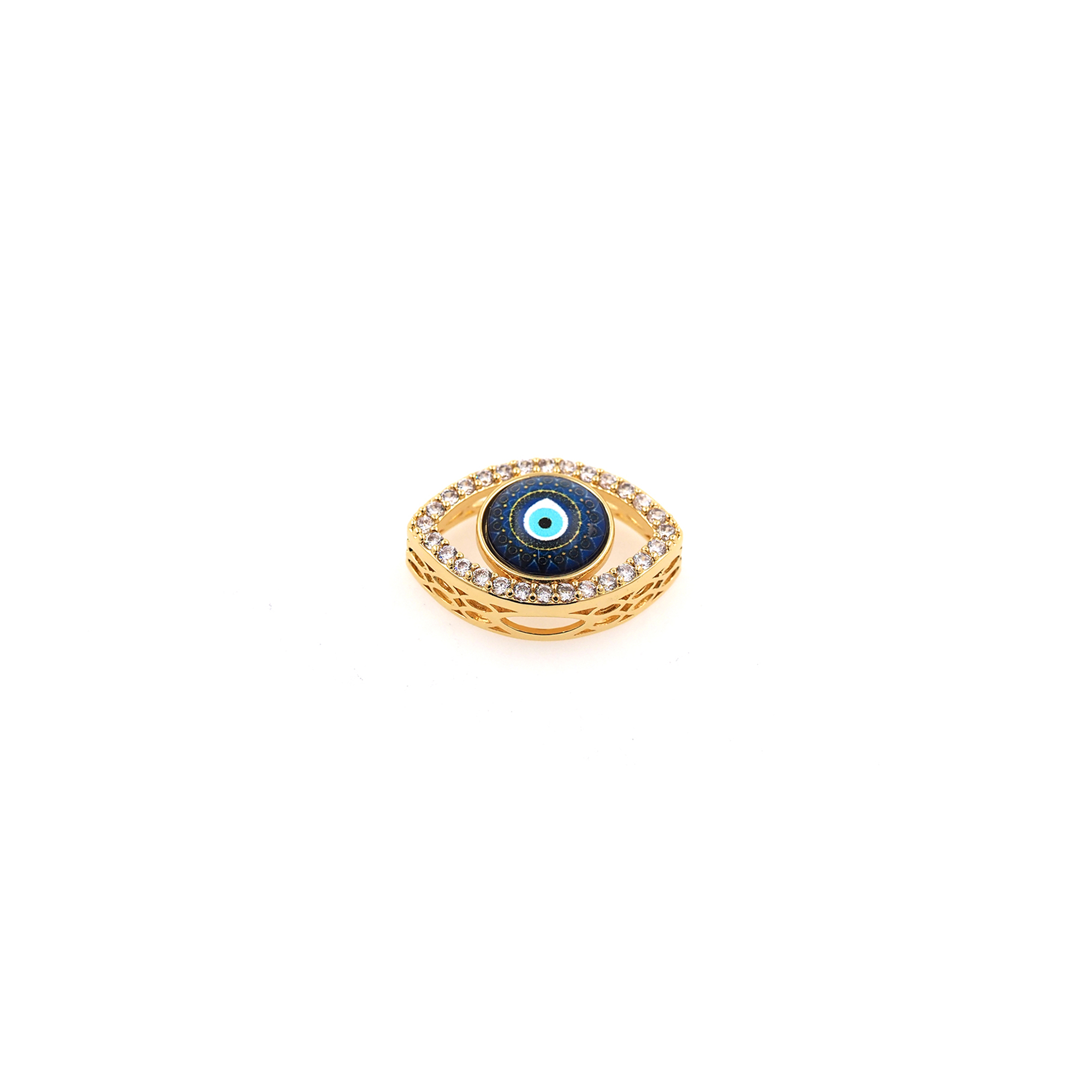 18K Gold Filled Evil Eye Spacer Beads,CZ Micro Pave Evil Eye Bead for Bracelet Jewelry Necklace Making Supply