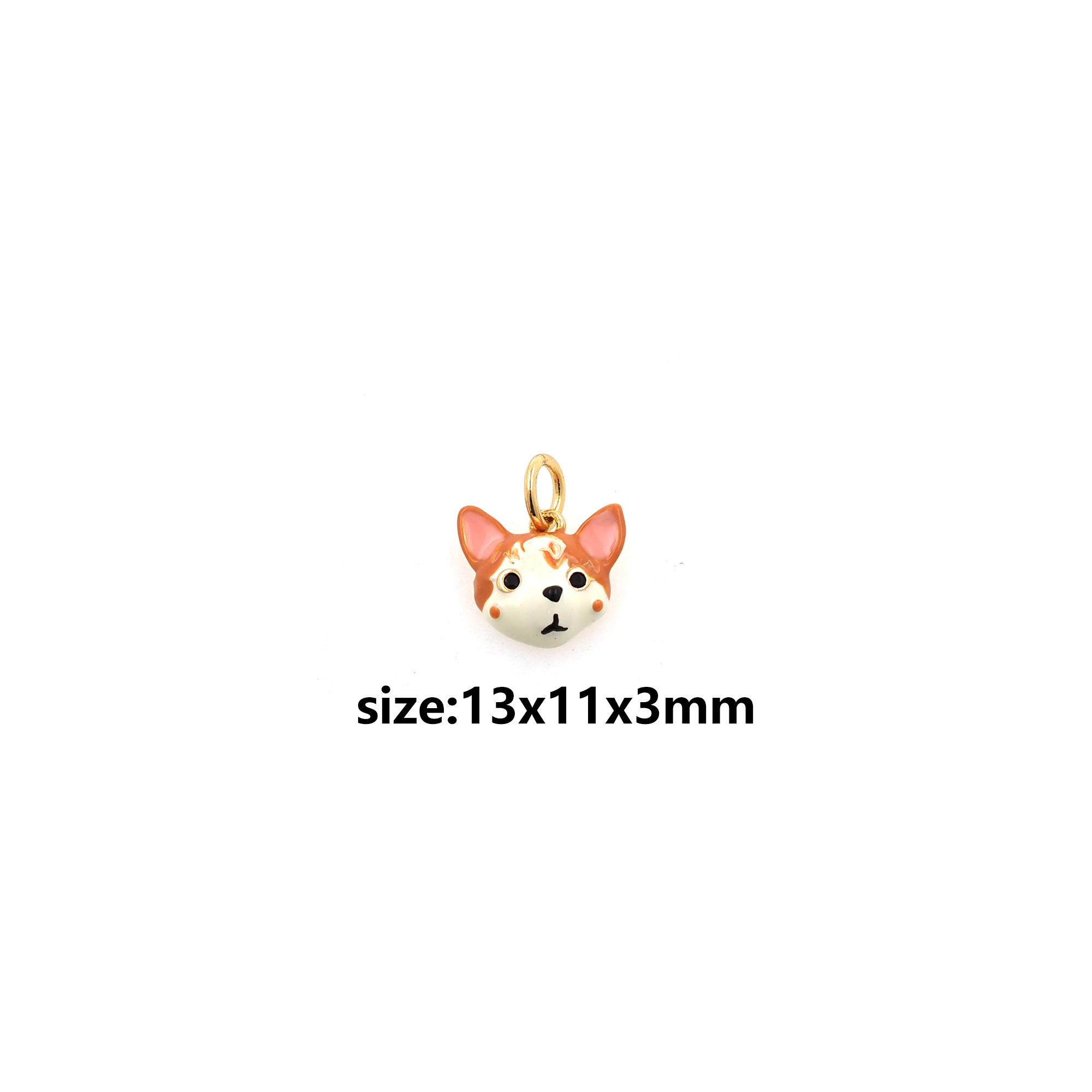 18K Gold Filled Fox Pendant,Enamel Animal Charm Earrings Necklace for DIY Jewelry Making Supply