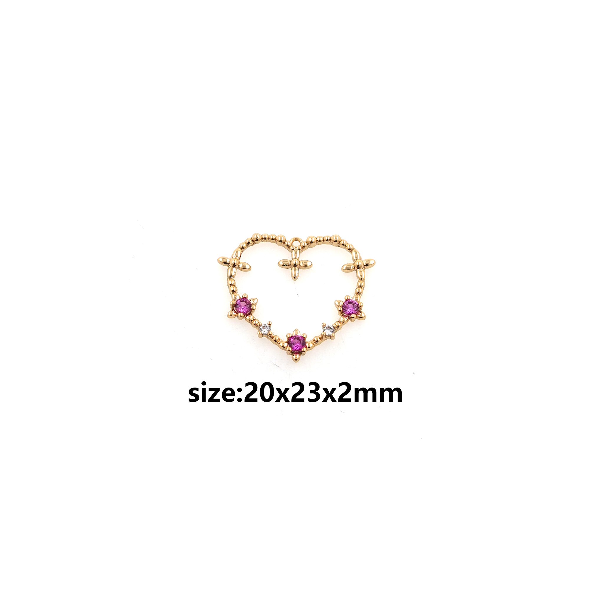 18K Gold Filled Heart Pendant,CZ Micro Pave Heart Charm Earrings Necklace for DIY Jewelry Making Supply