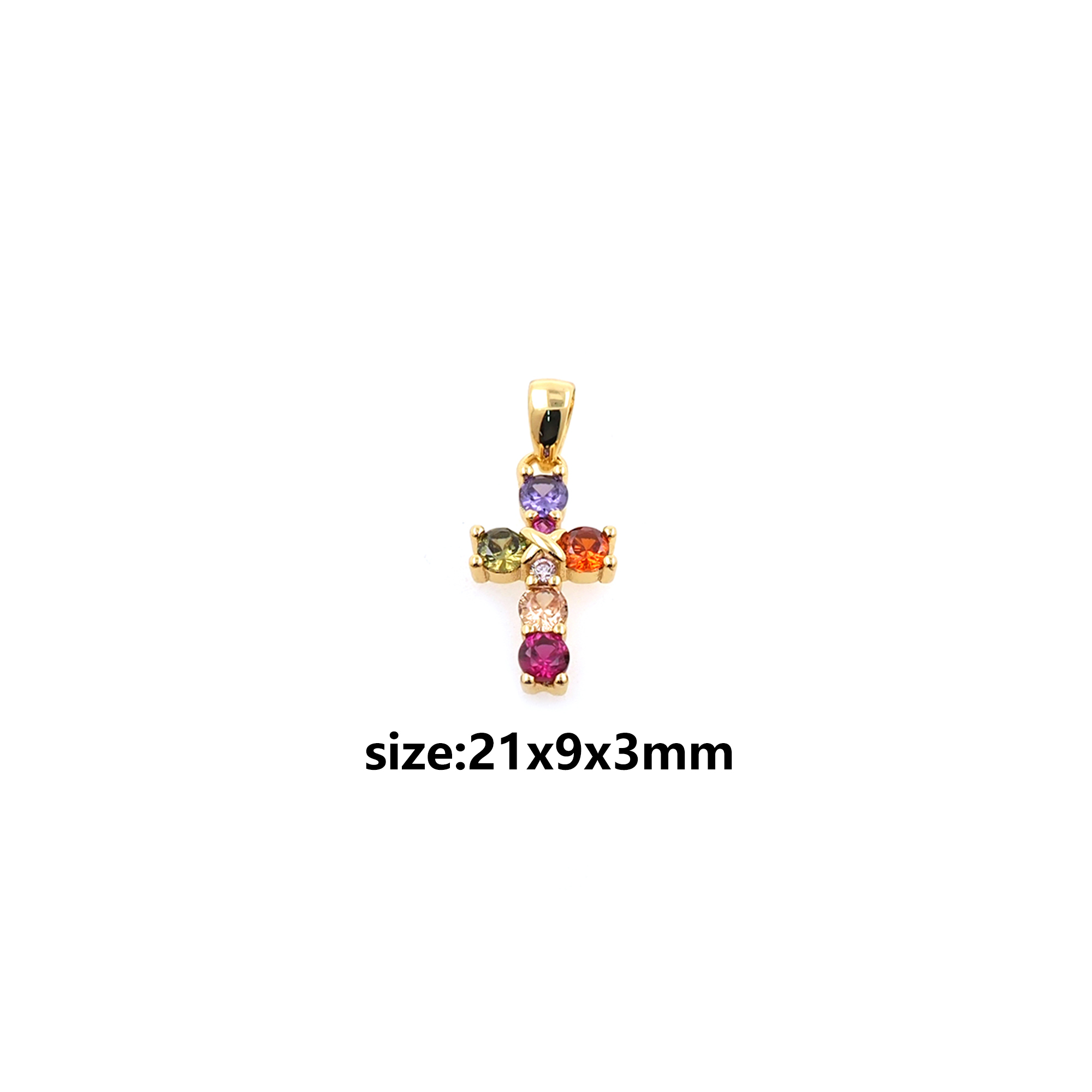 18K Gold Filled Cross Pendant,CZ Micro Pave Religious Charm Earrings Necklace for DIY Jewelry Making Supply