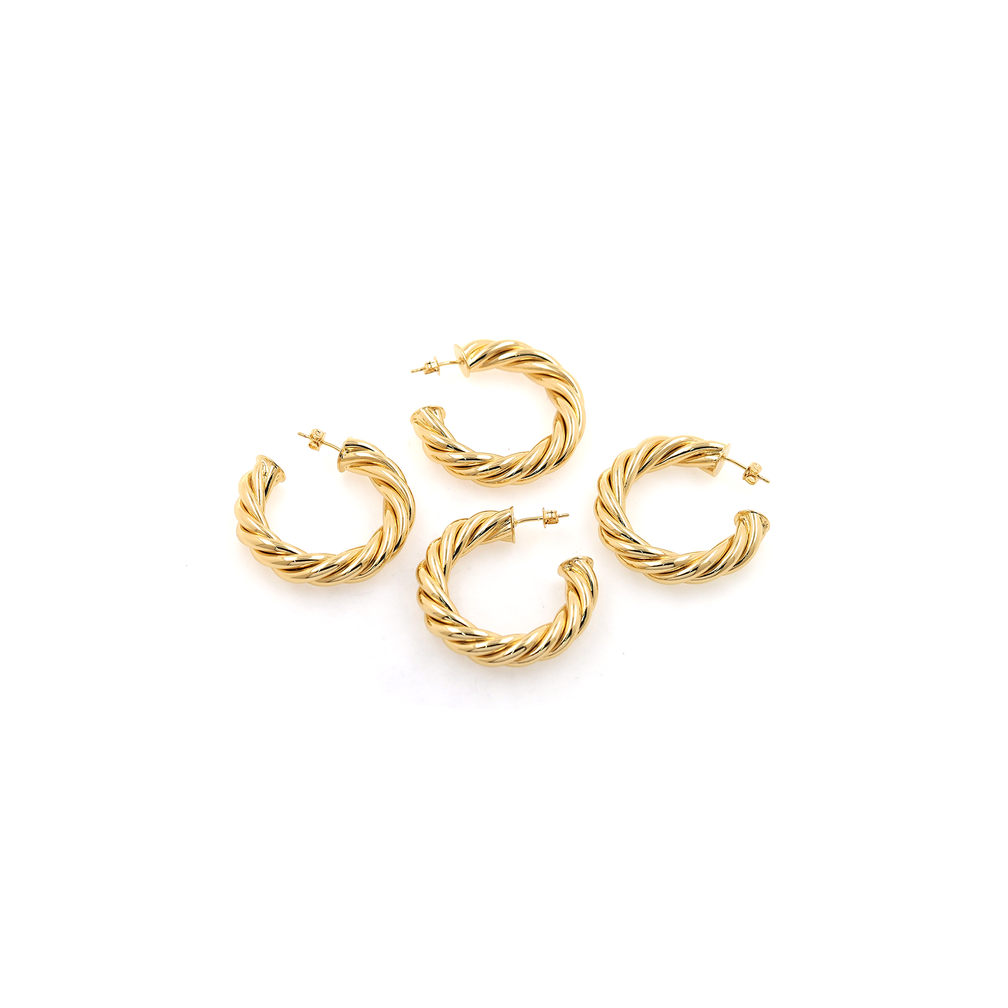 18K Gold Filled Twist Stud Earrings,Thick Earrings,Dainty Earrings,Gold Hoops Huggie,Minimalist Earrings