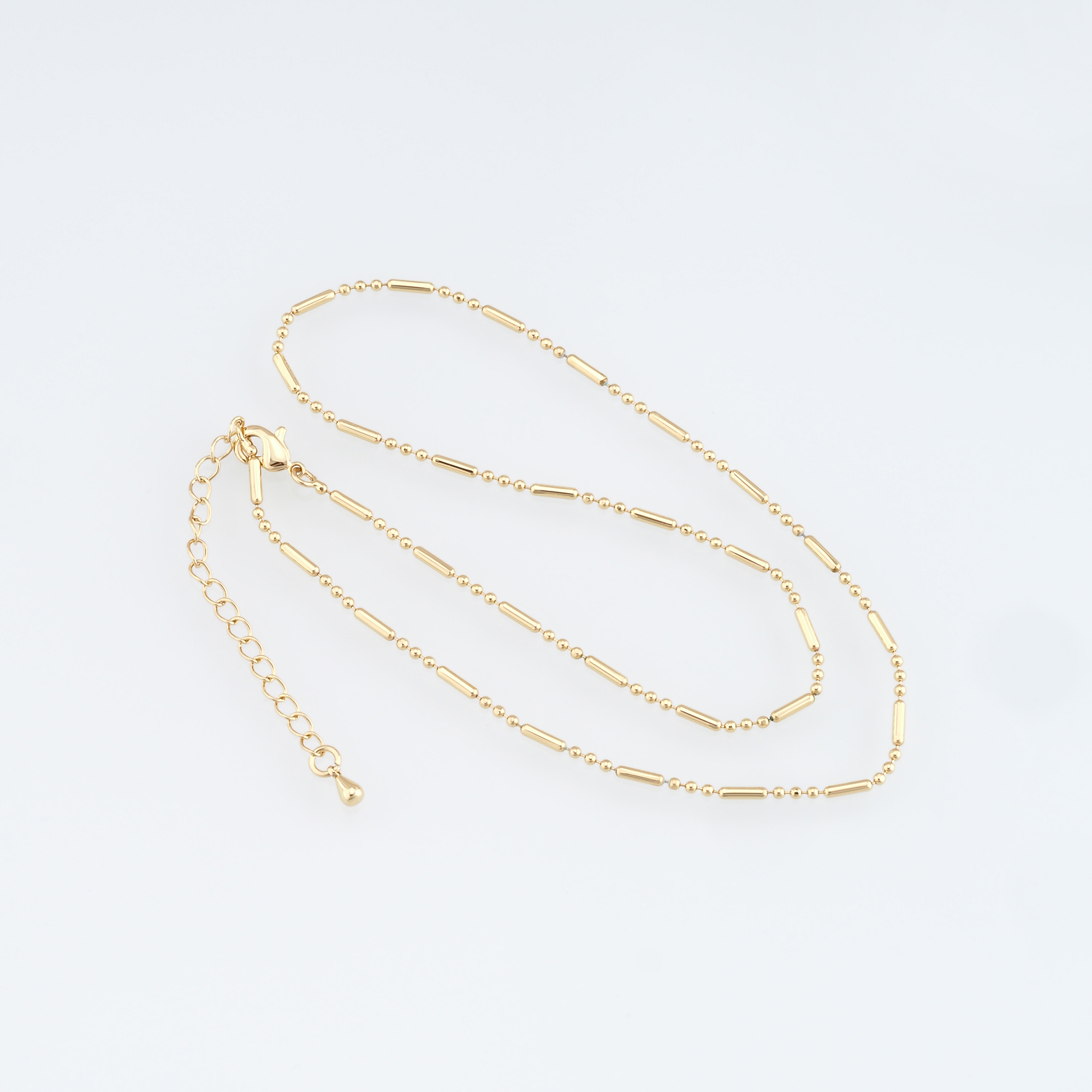 18K Gold Filled Cylinder Chain Necklace,Ball Link Chain Necklace,Beaded Link Chain,Minimalist Necklace,Adjustable Necklace