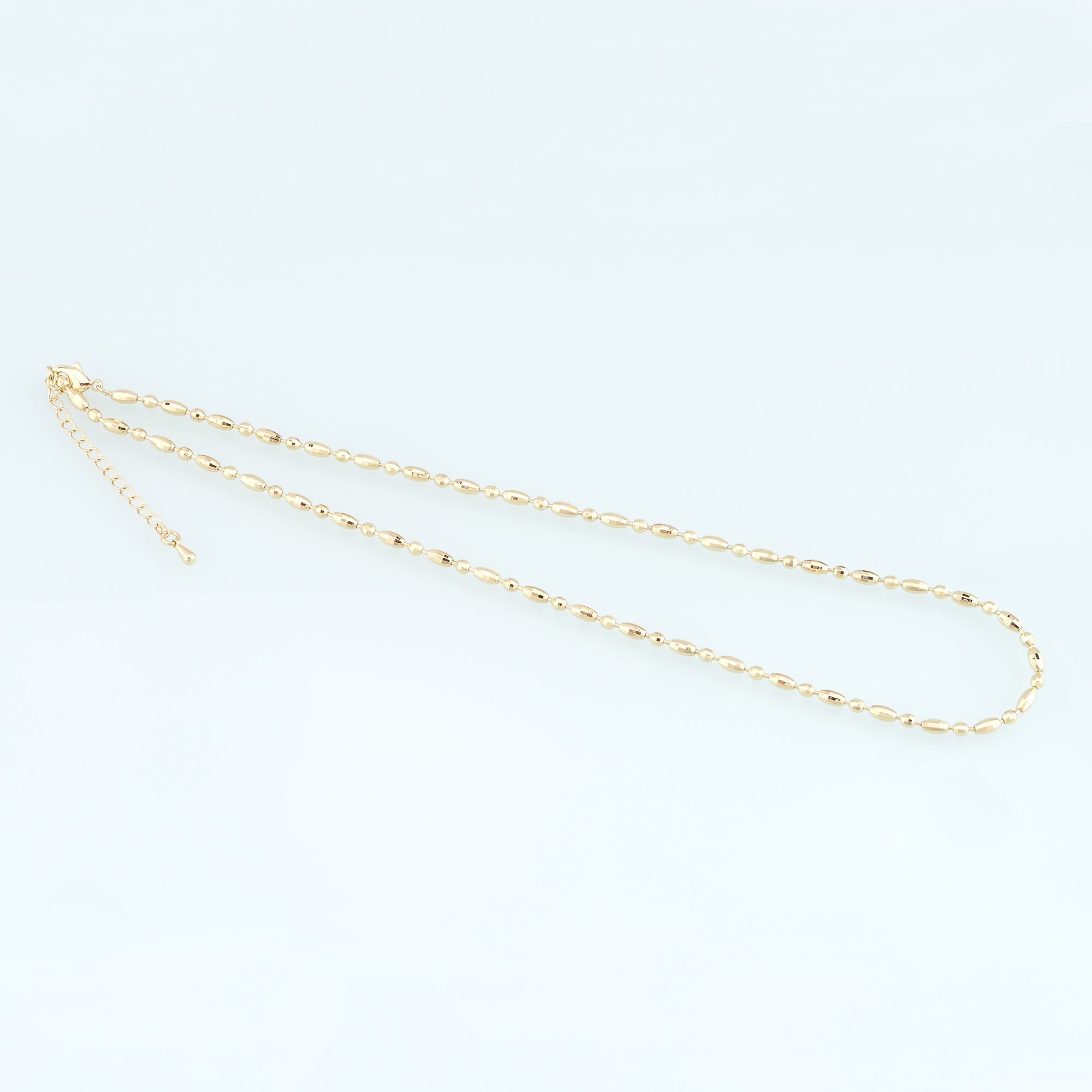18K Gold Filled Cylinder Chain Necklace,Thin Link Chain Necklace,Beaded Link Chain,Minimalist Necklace,Adjustable Necklace