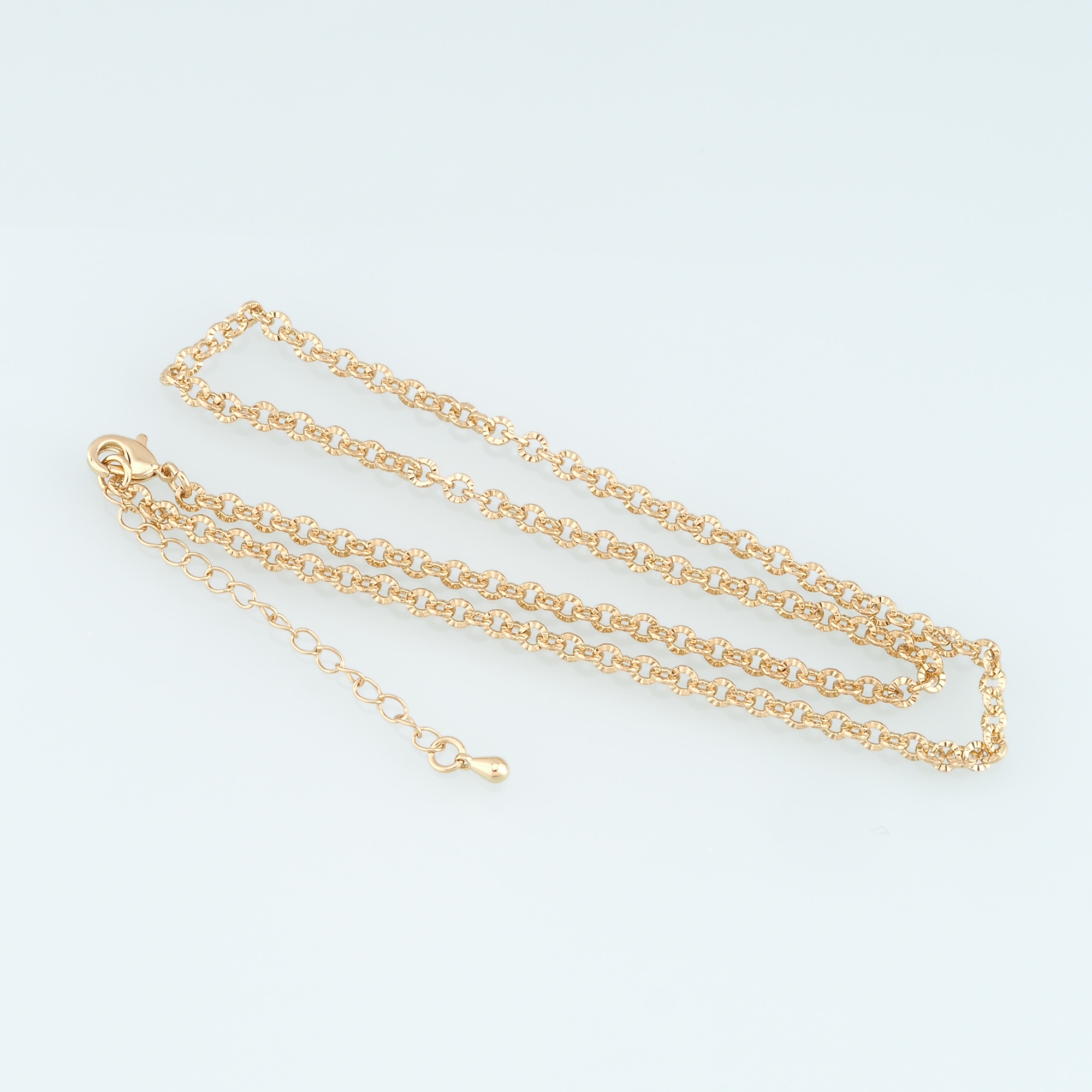 18K Gold Filled Textured Chain Necklace,Thin Link Chain Necklace,Round Cable Link Chain,Minimalist Necklace,Adjustable Necklace