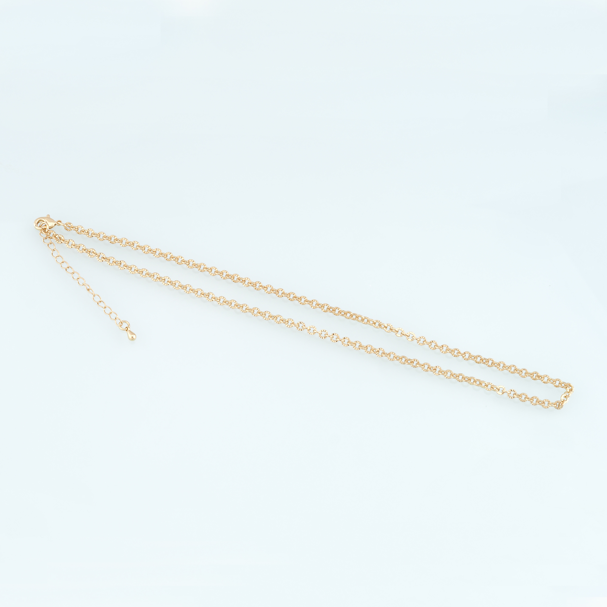 18K Gold Filled Textured Chain Necklace,Thin Link Chain Necklace,Round Cable Link Chain,Minimalist Necklace,Adjustable Necklace