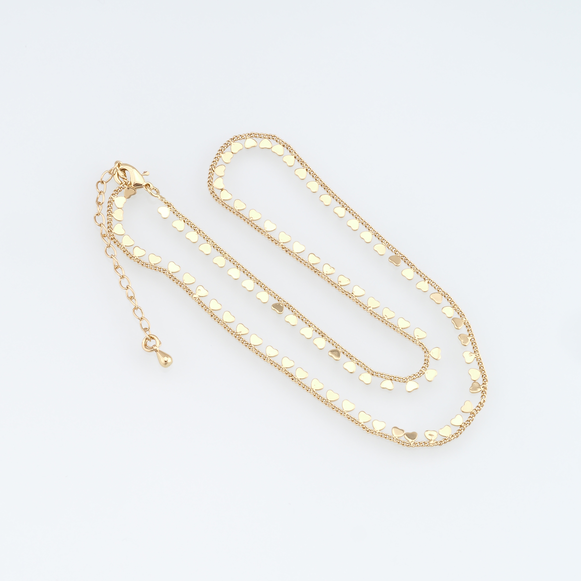 18K Gold Filled Heart Chain Necklace,Gold Link Chain Necklace,Heart Link Chain,Minimalist Necklace,Adjustable Necklace