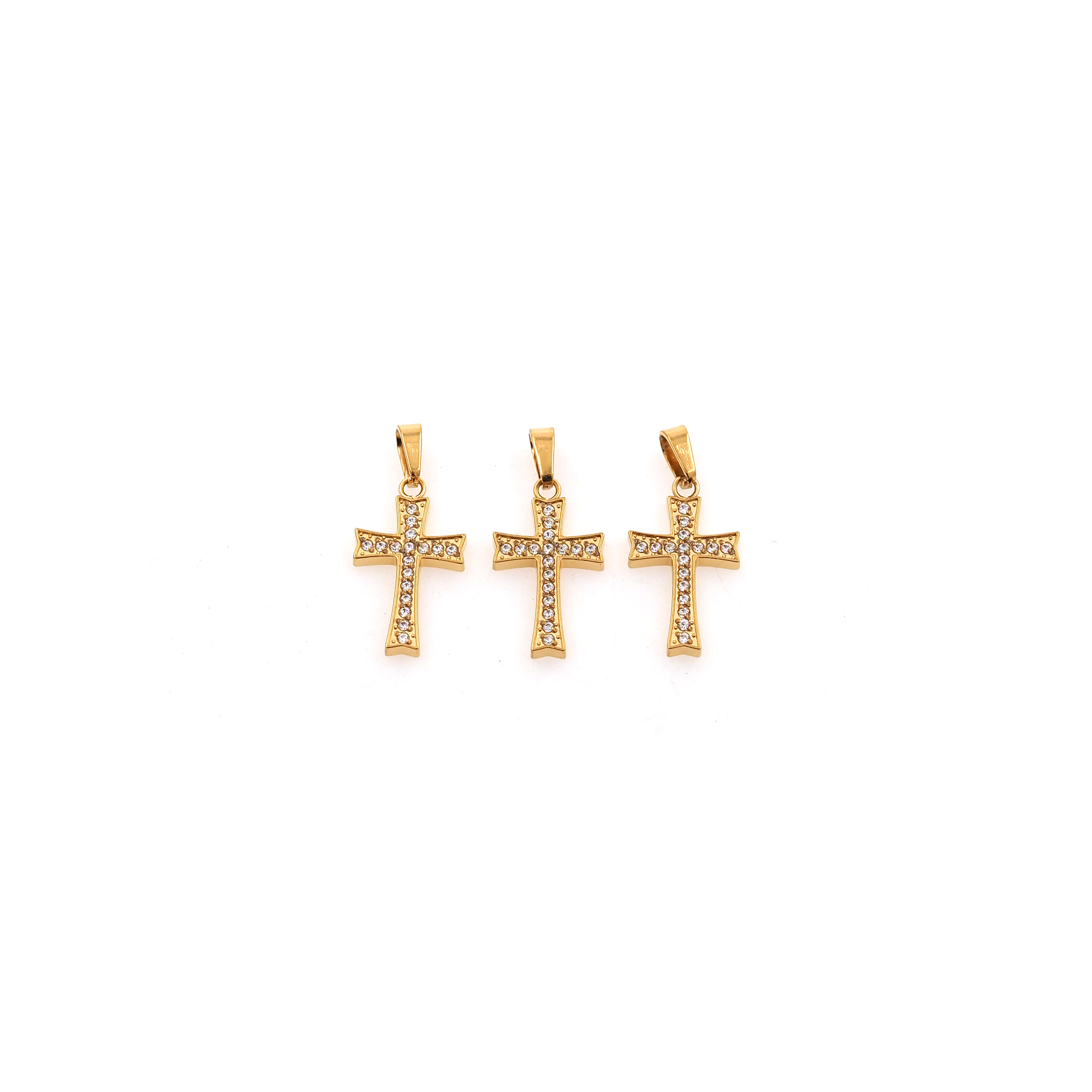 Stainless Steel Religious Pendant,CZ Micro Pave Cross Charm Charm Earrings Necklace for DIY Jewelry Making Supply