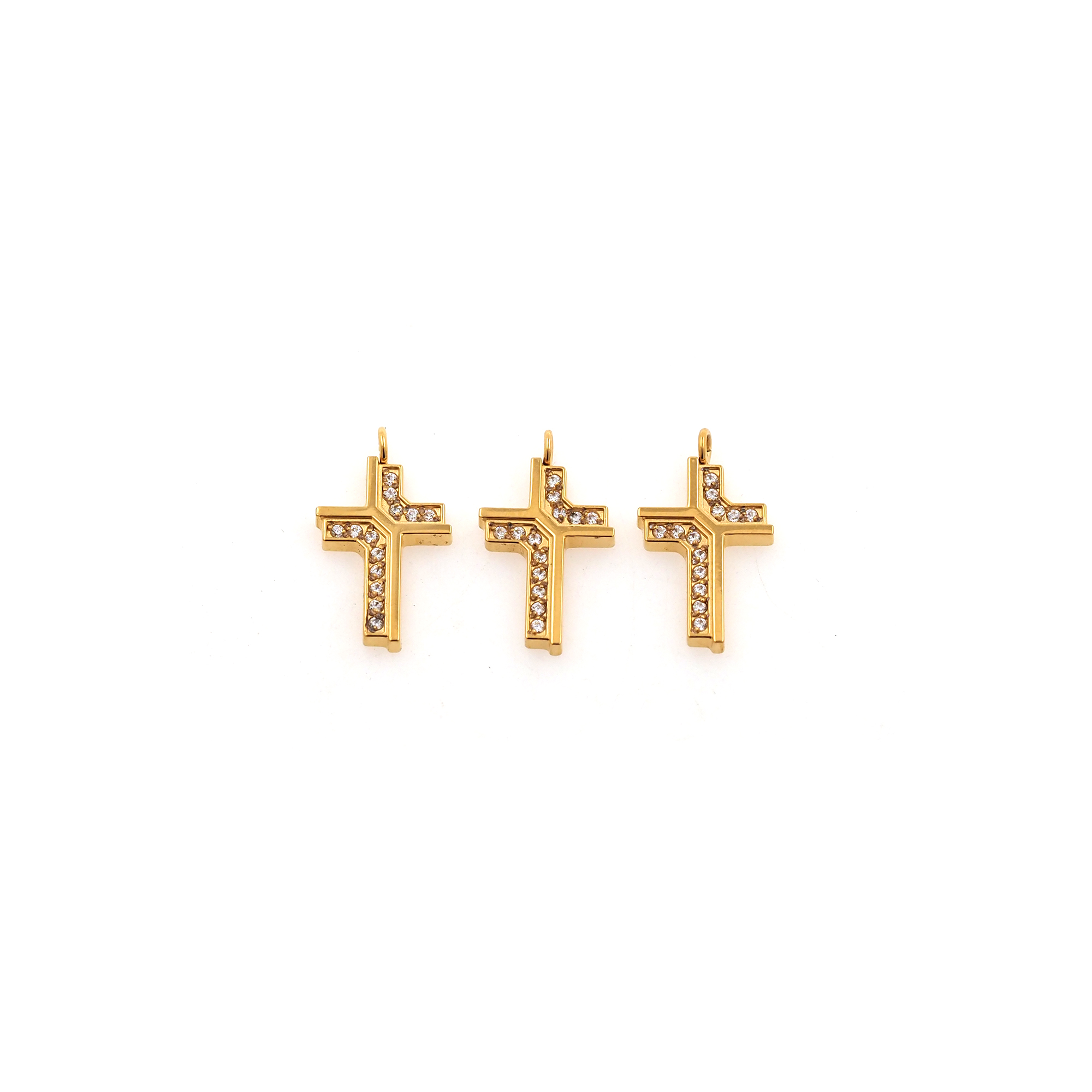 Stainless Steel Cross Pendant,CZ Micro Pave Religious Charm Charm Earrings Necklace for DIY Jewelry Making Supply