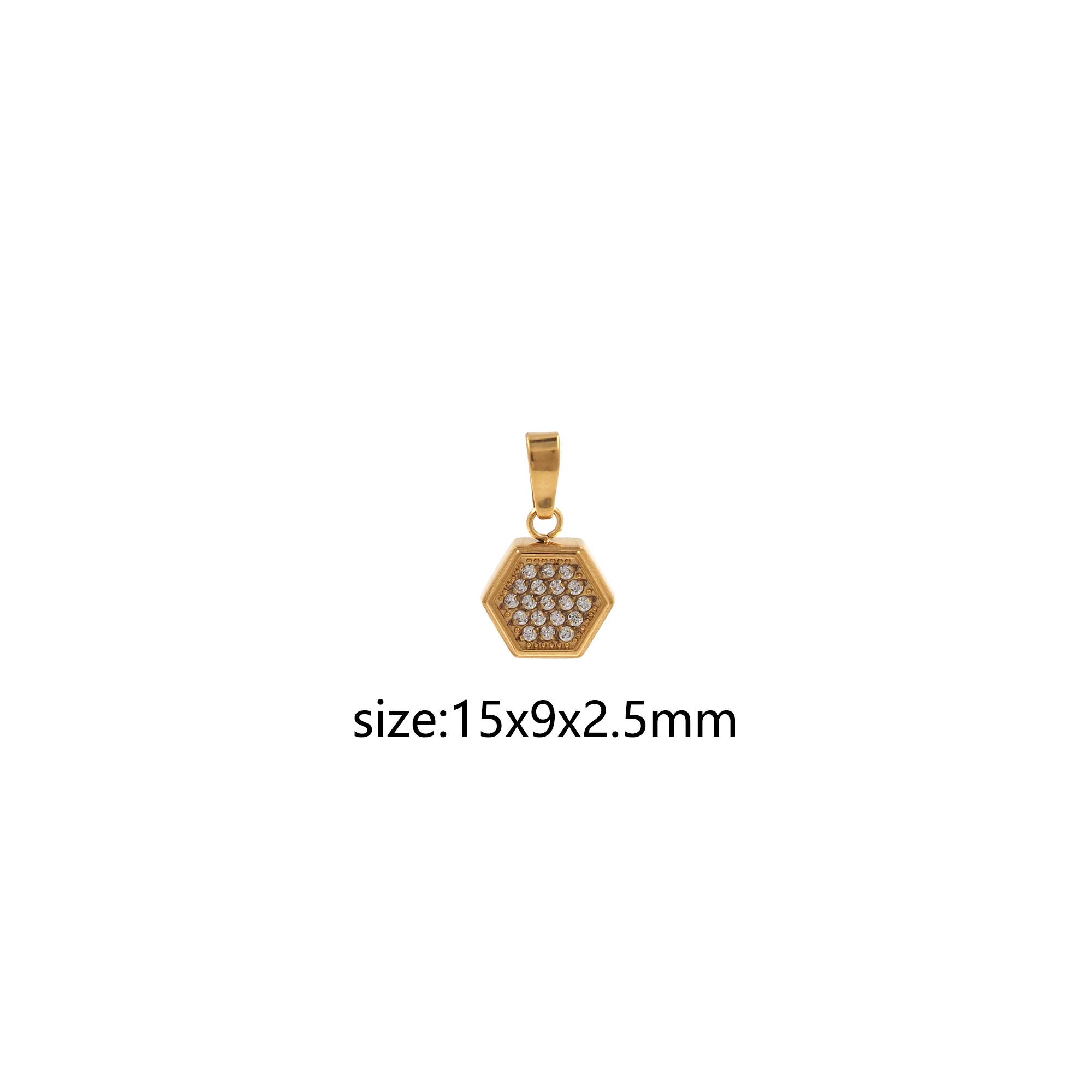 Stainless Steel Hexagon Pendant,CZ Micro Pave Hexagon Charm Charm Earrings Necklace for DIY Jewelry Making Supply